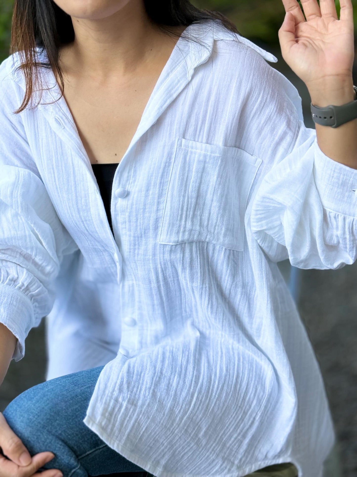 Muslin Double Gauze Blouse | Cotton Loose Fit Shirt | Summer Shirt | Beach Wear | Swimsuit Cover