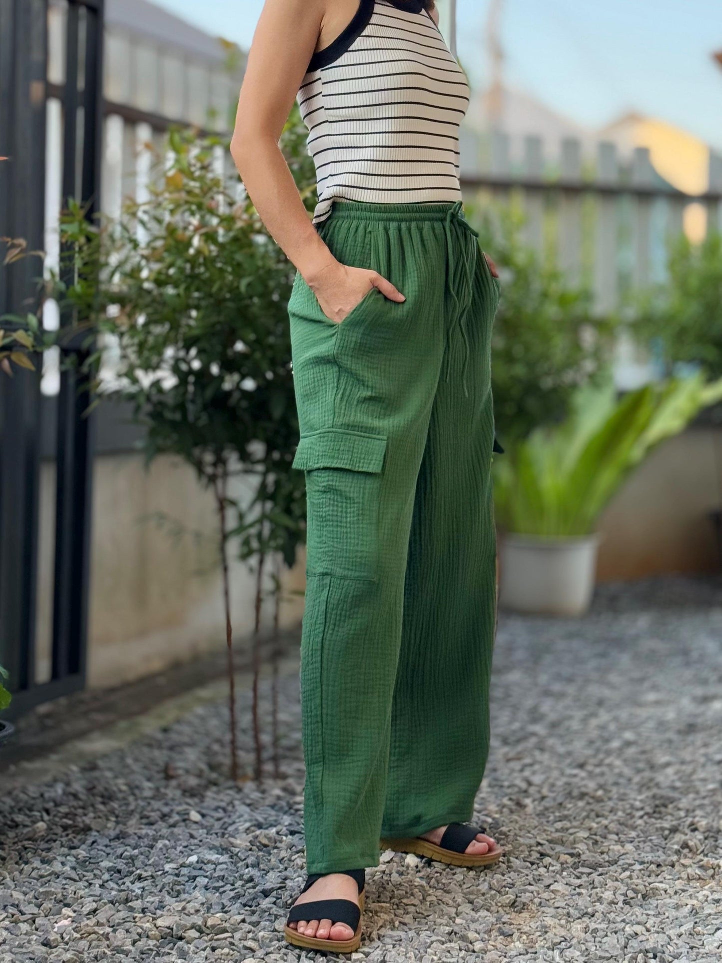 Womens Double Gauze Muslin Pants + Cargo