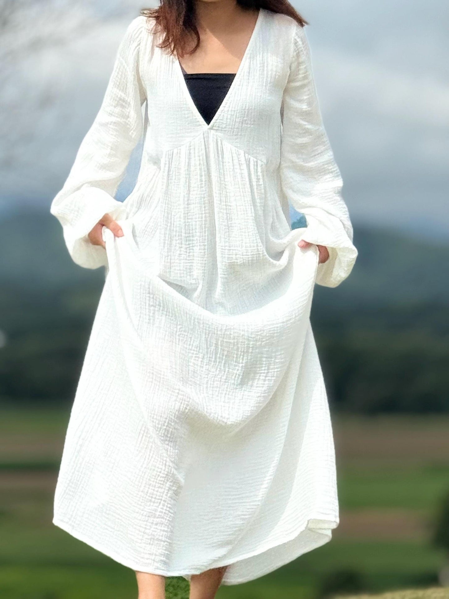 Double Gauze Dress | Cotton Cottagecore Long Dress