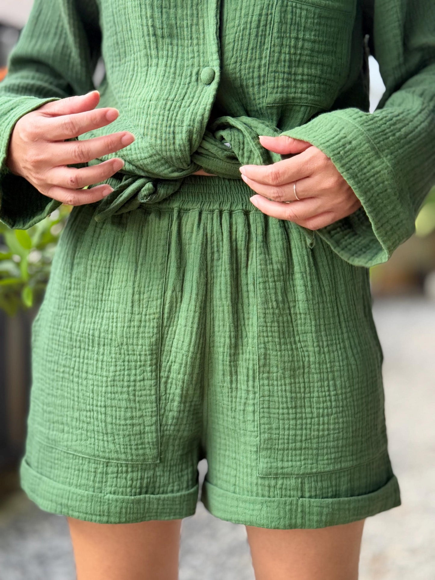 Cotton Pocketed Shorts | Womens Double Gauze Muslin Shorts