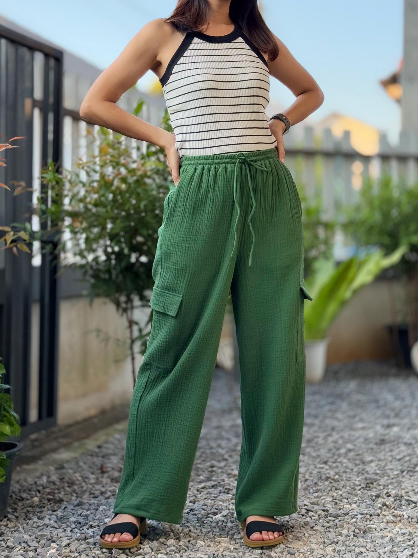 Womens Double Gauze Muslin Pants + Cargo