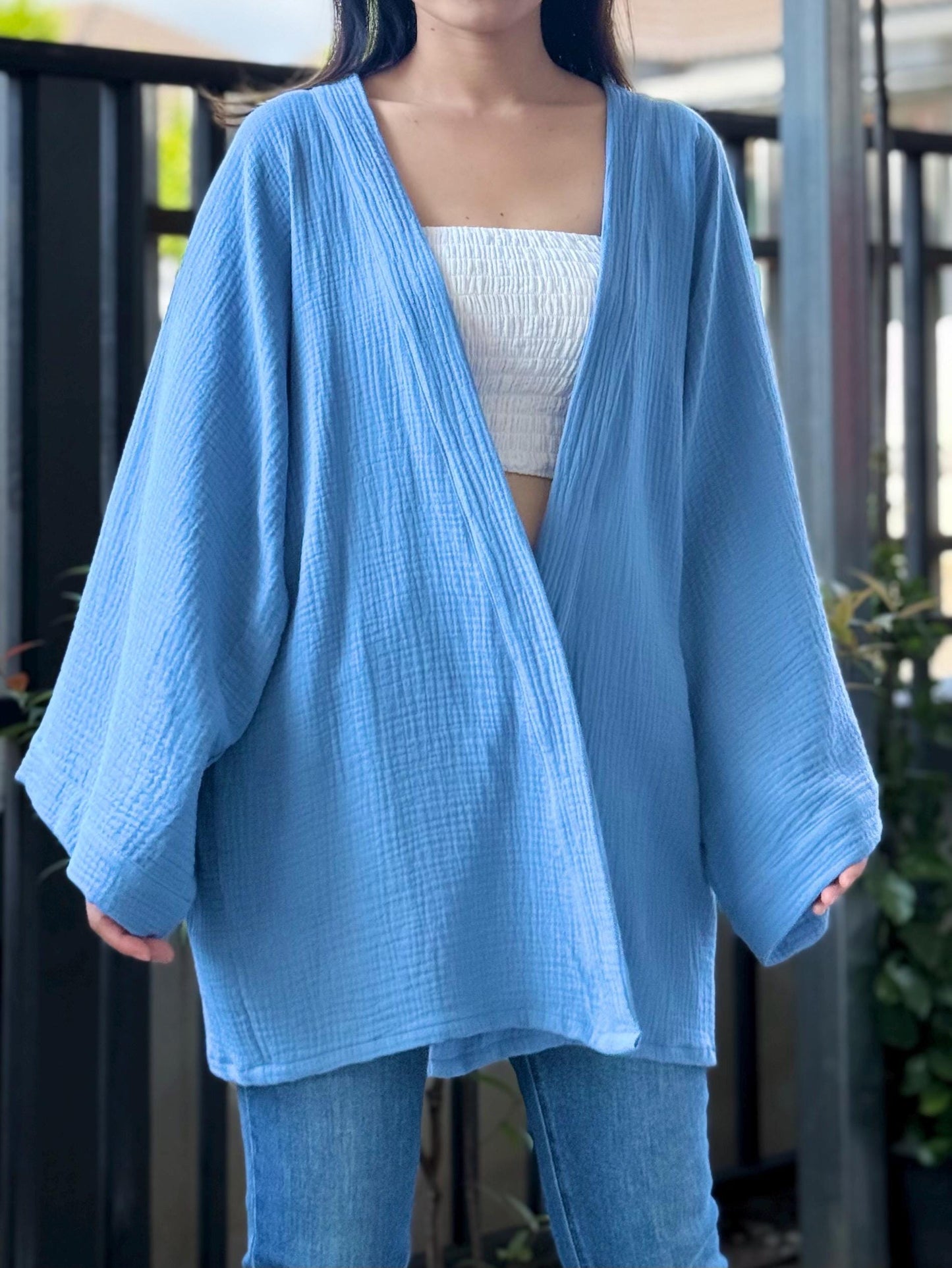 Muslin Double Gauze Kimono Loose Cover Up