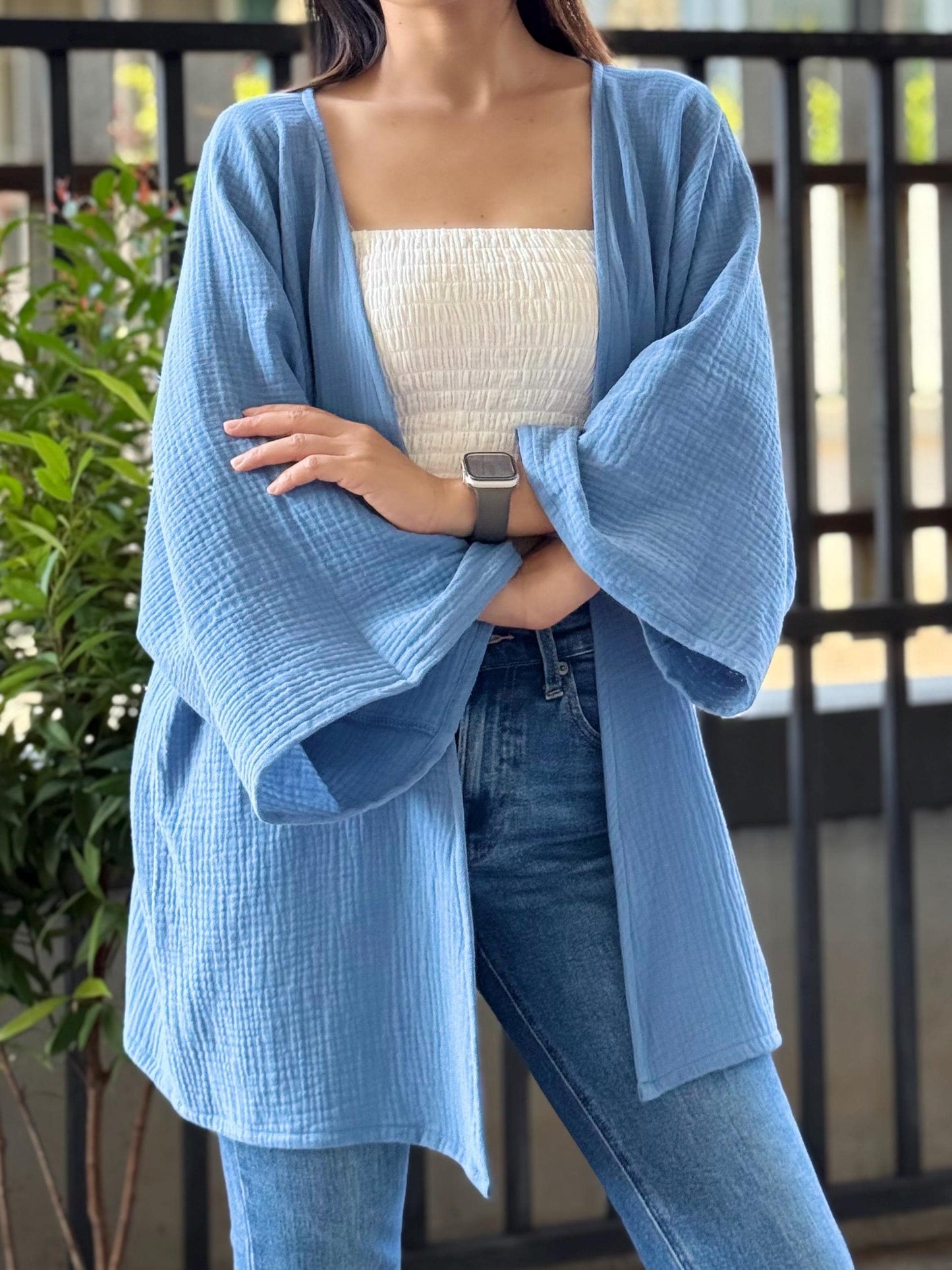 Muslin Double Gauze Cardigan Loose Cover Up