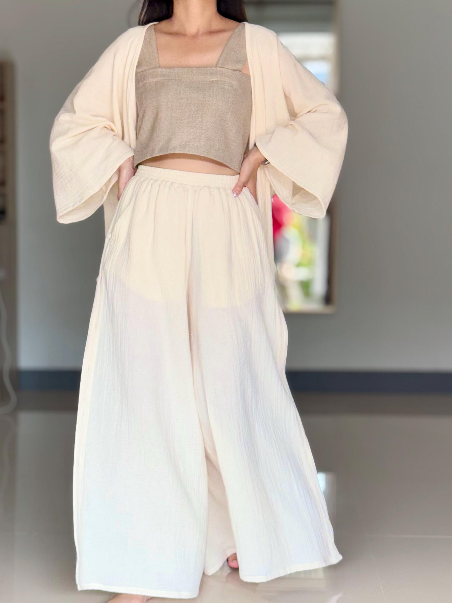 Cotton Cover Up Long Cardigan |Swim Cover Up | Summer Cardigan | Double Crinkle Cotton Gauze Cardigan| Cotton Gauze Jacket