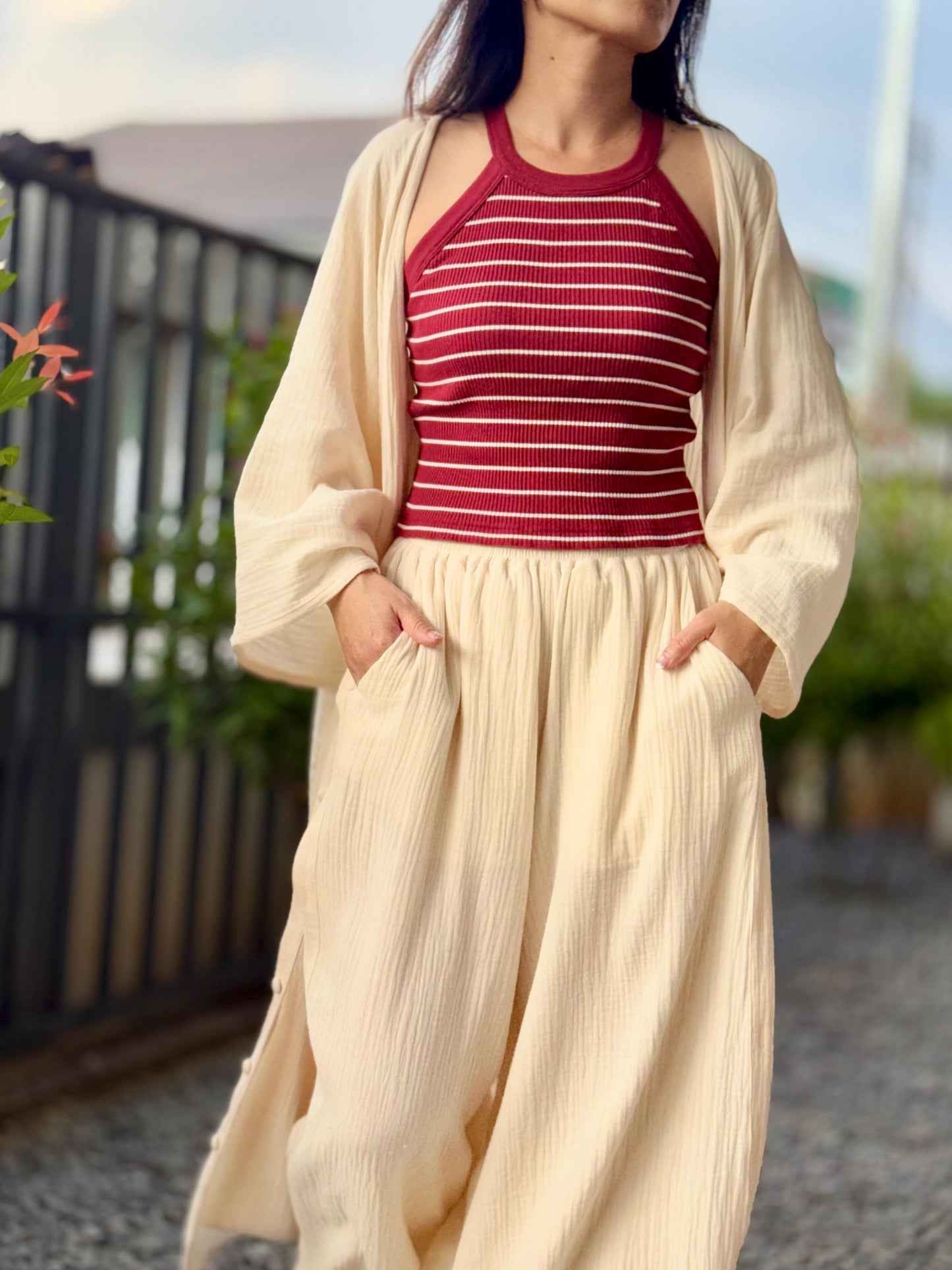 Cotton Cover Up Long Cardigan |Swim Cover Up | Summer Cardigan | Double Crinkle Cotton Gauze Cardigan| Cotton Gauze Jacket