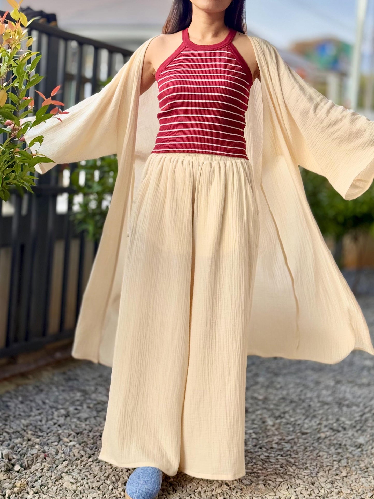 Cotton Cover Up Long Cardigan |Swim Cover Up | Summer Cardigan | Double Crinkle Cotton Gauze Cardigan| Cotton Gauze Jacket