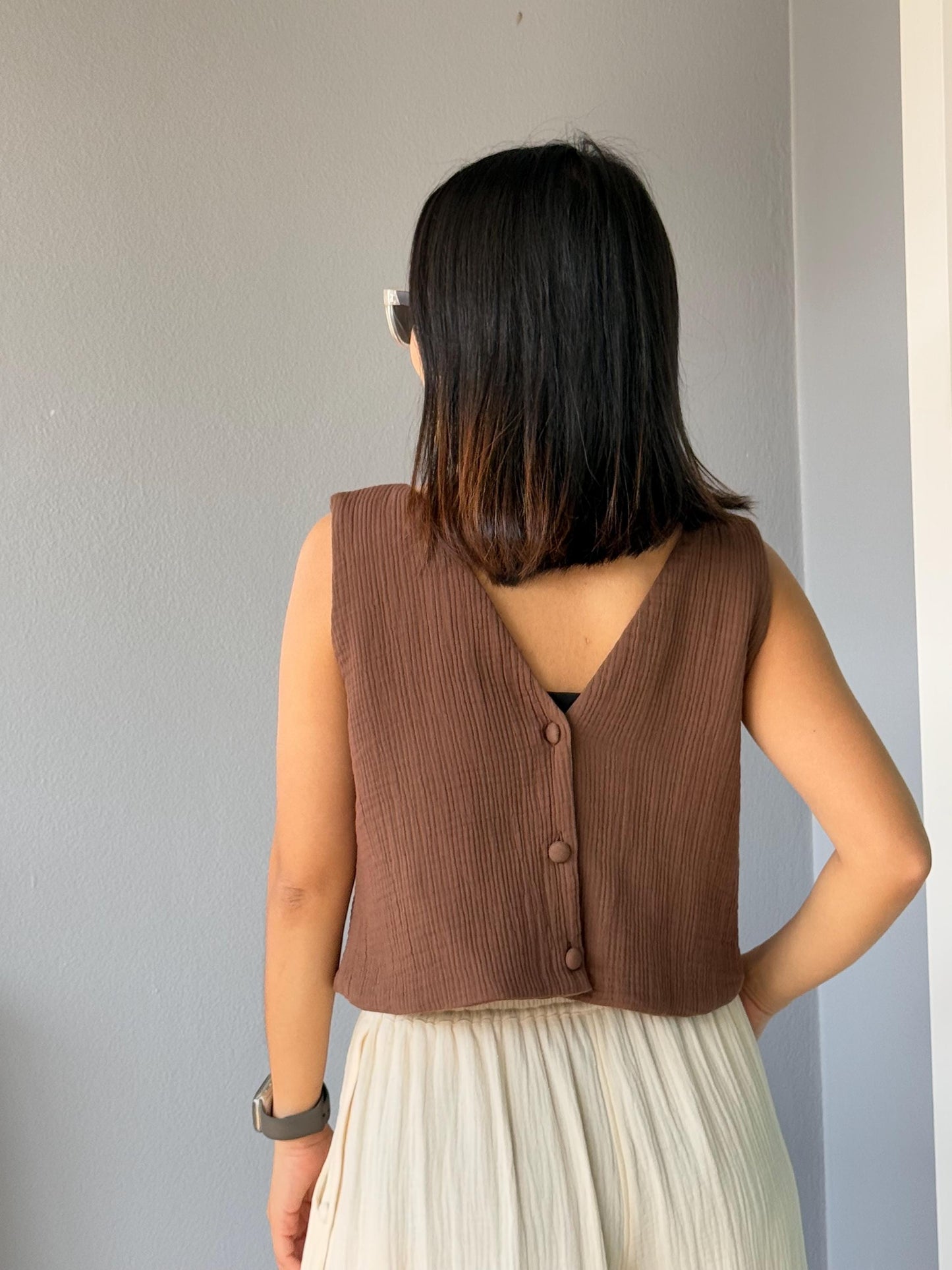 Women’s 2 Sided Vest in Triple Gauze