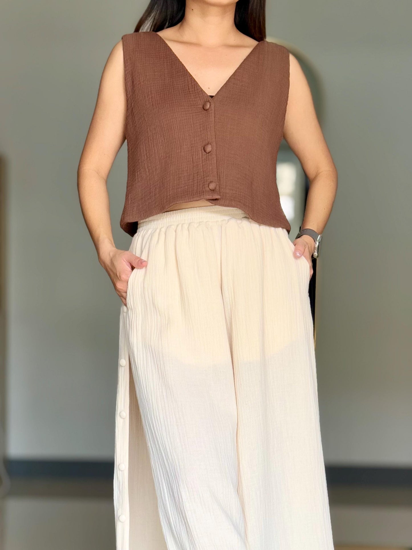 Women’s 2 Sided Vest in Triple Gauze