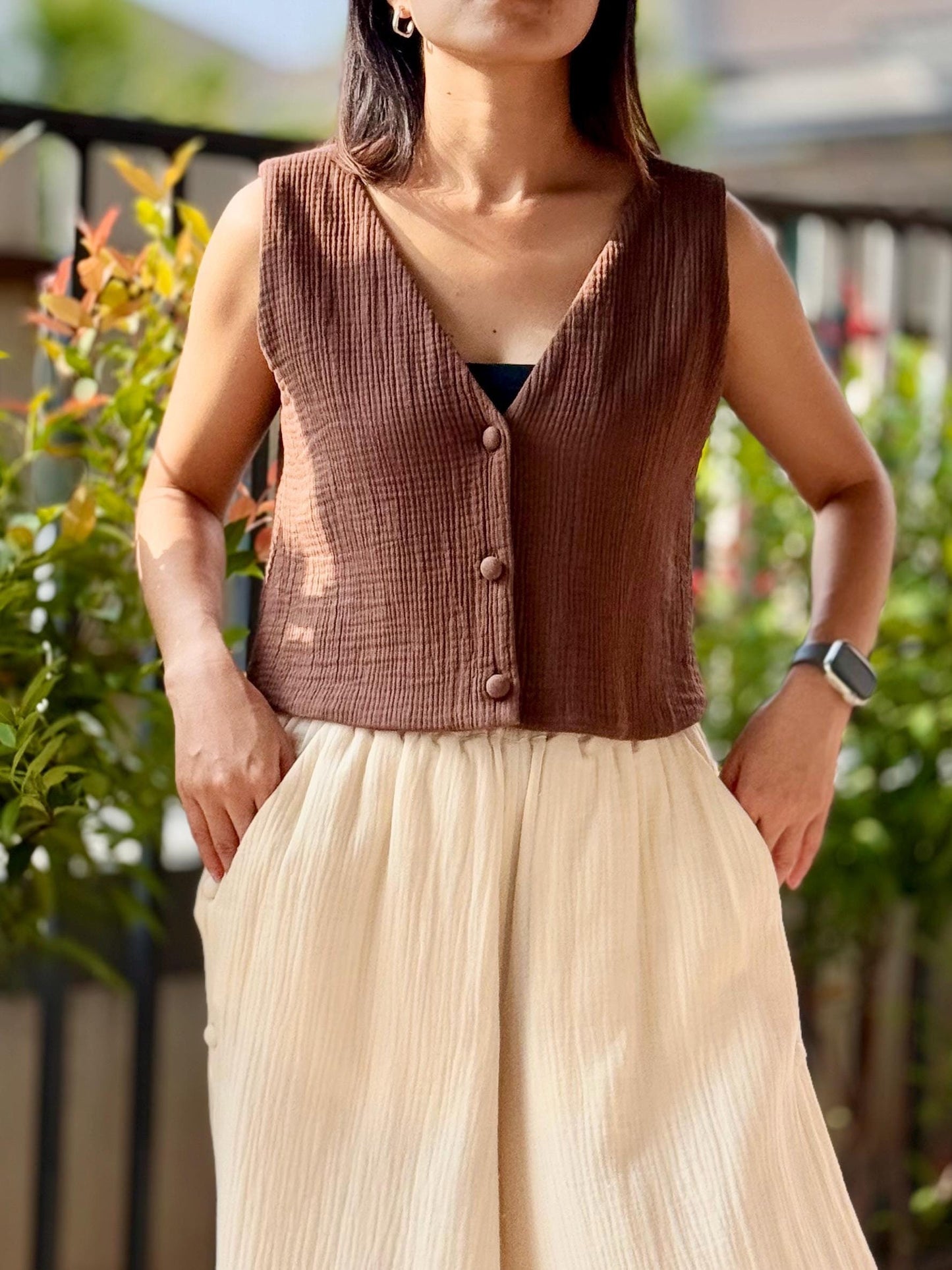 Women’s 2 Sided Vest in Triple Gauze