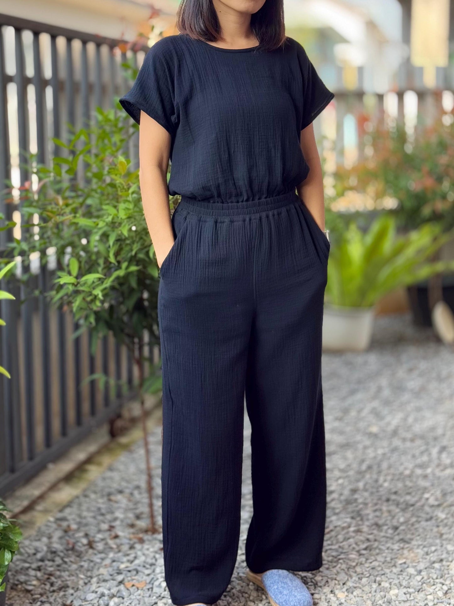 Jumpsuit in Double Cotton Gauze