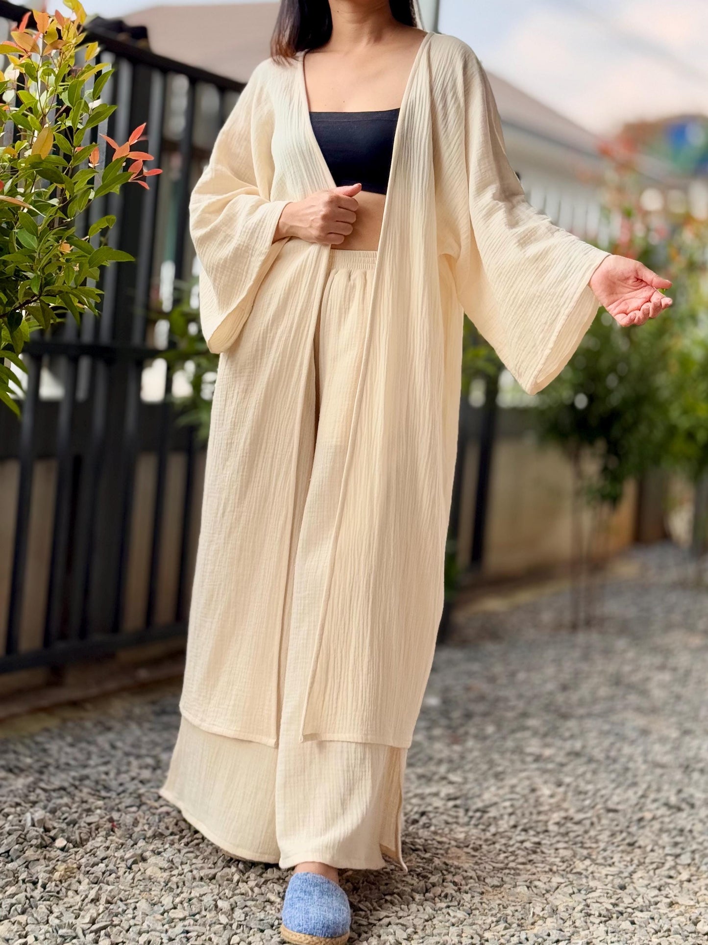 Cotton Cover Up Long Cardigan |Swim Cover Up | Summer Cardigan | Double Crinkle Cotton Gauze Cardigan| Cotton Gauze Jacket