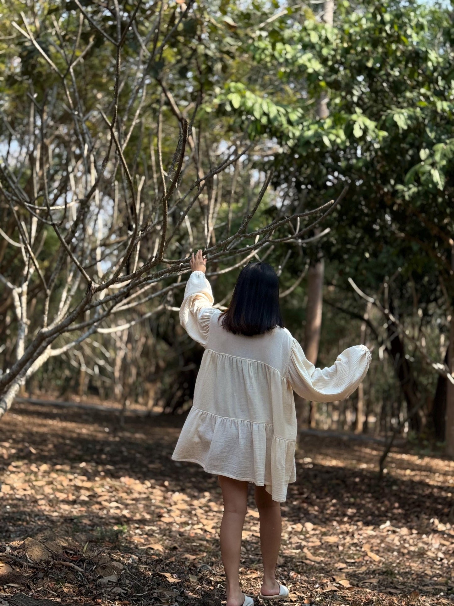 Double-Layer Double Gauze Ruffle Dress | Cotton Dress | Double Gauze Dress