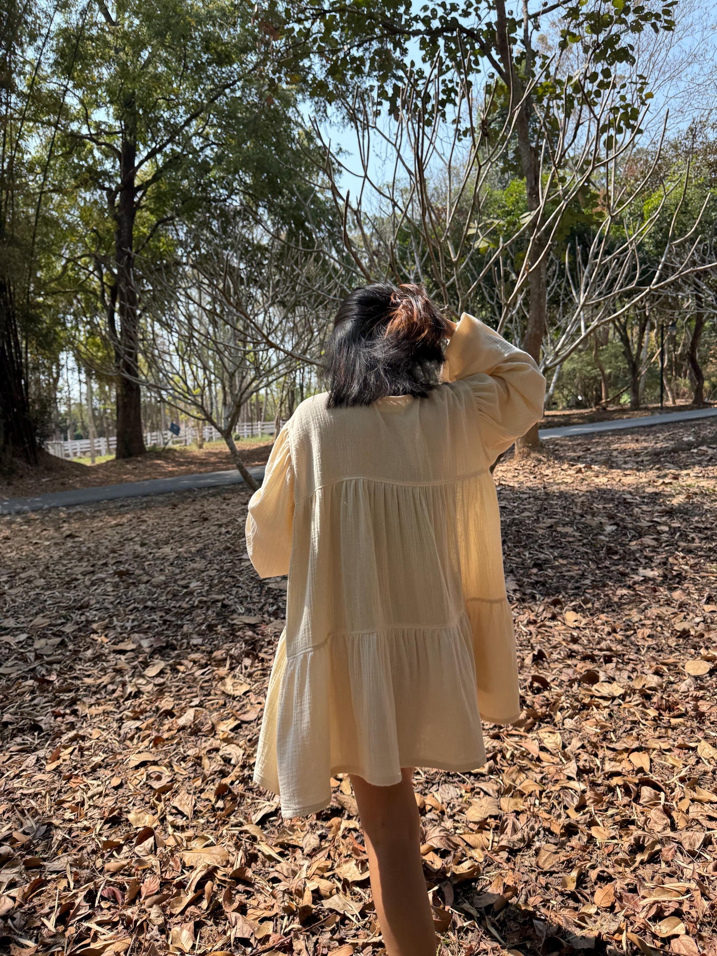 Double-Layer Double Gauze Ruffle Dress | Cotton Dress | Double Gauze Dress