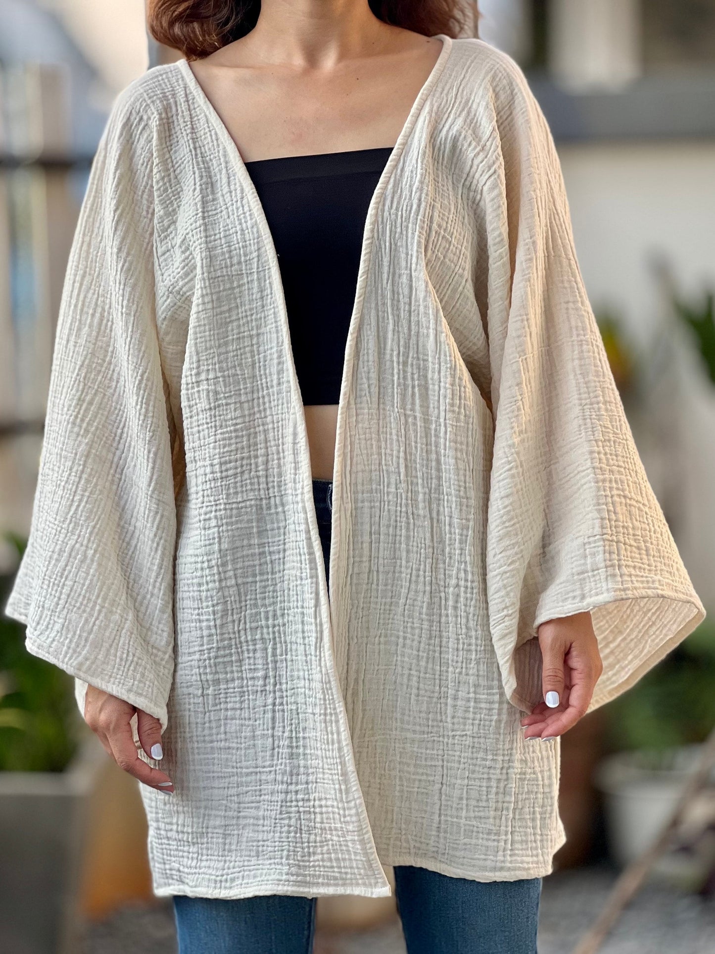 Muslin Double Gauze Cardigan Loose Cover Up