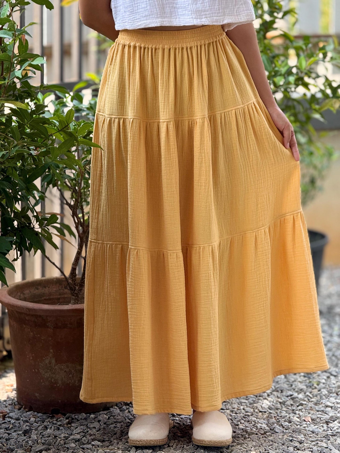 Double Gauze Maxi Skirt