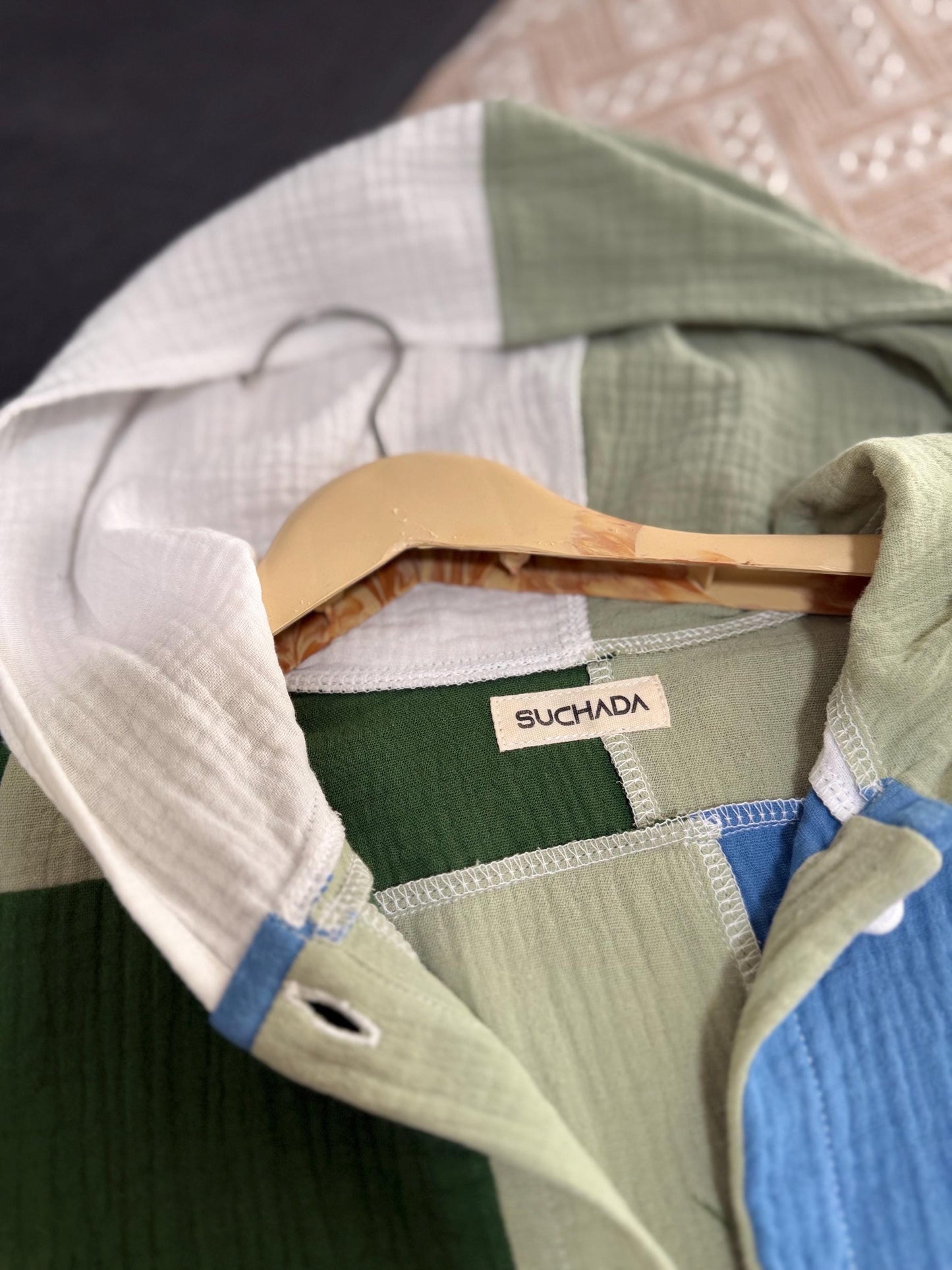 Green Breeze – Muslin Double Gauze Cropped Hoodie