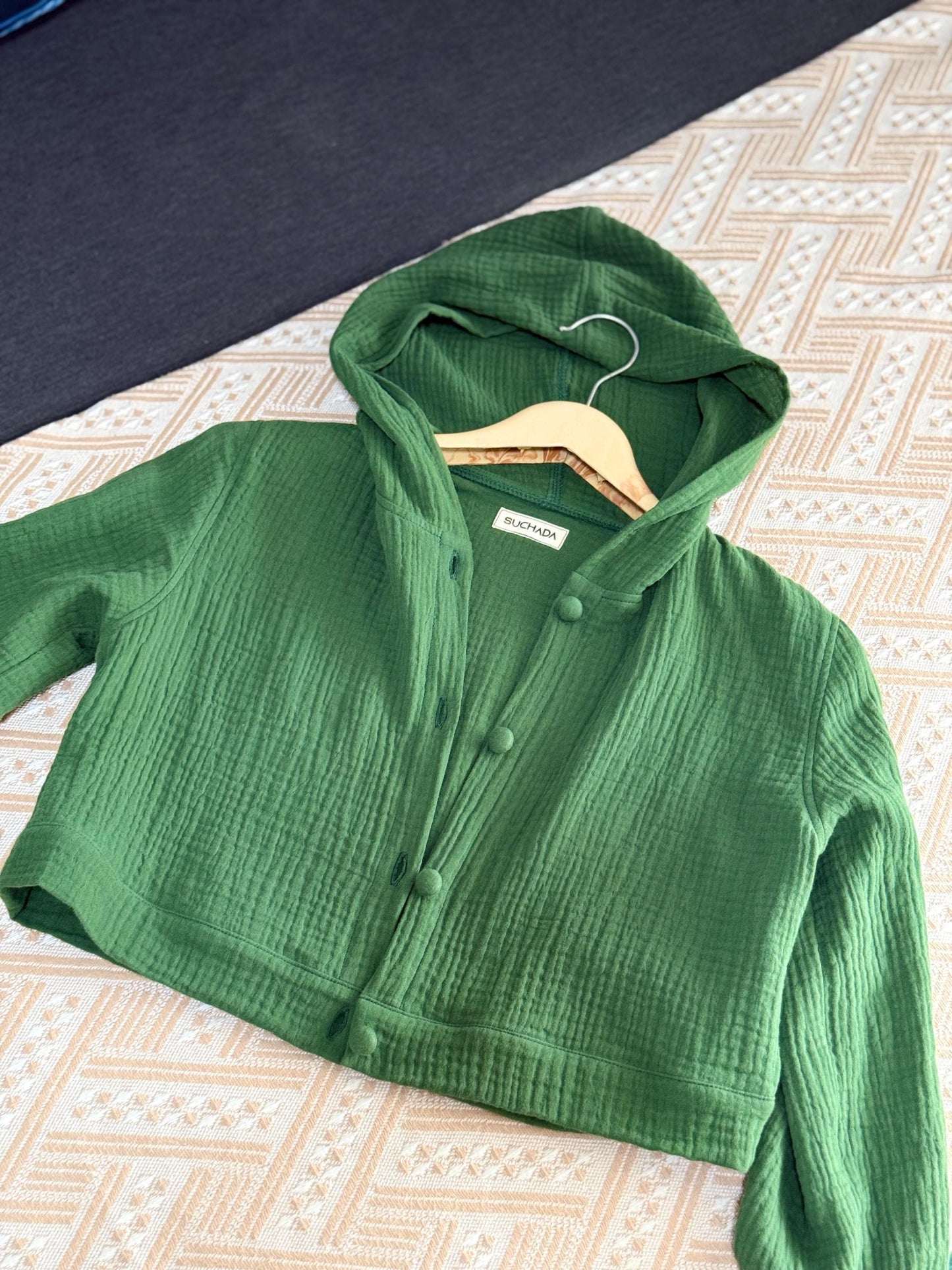 Muslin Double Gauze Cropped Hoodie
