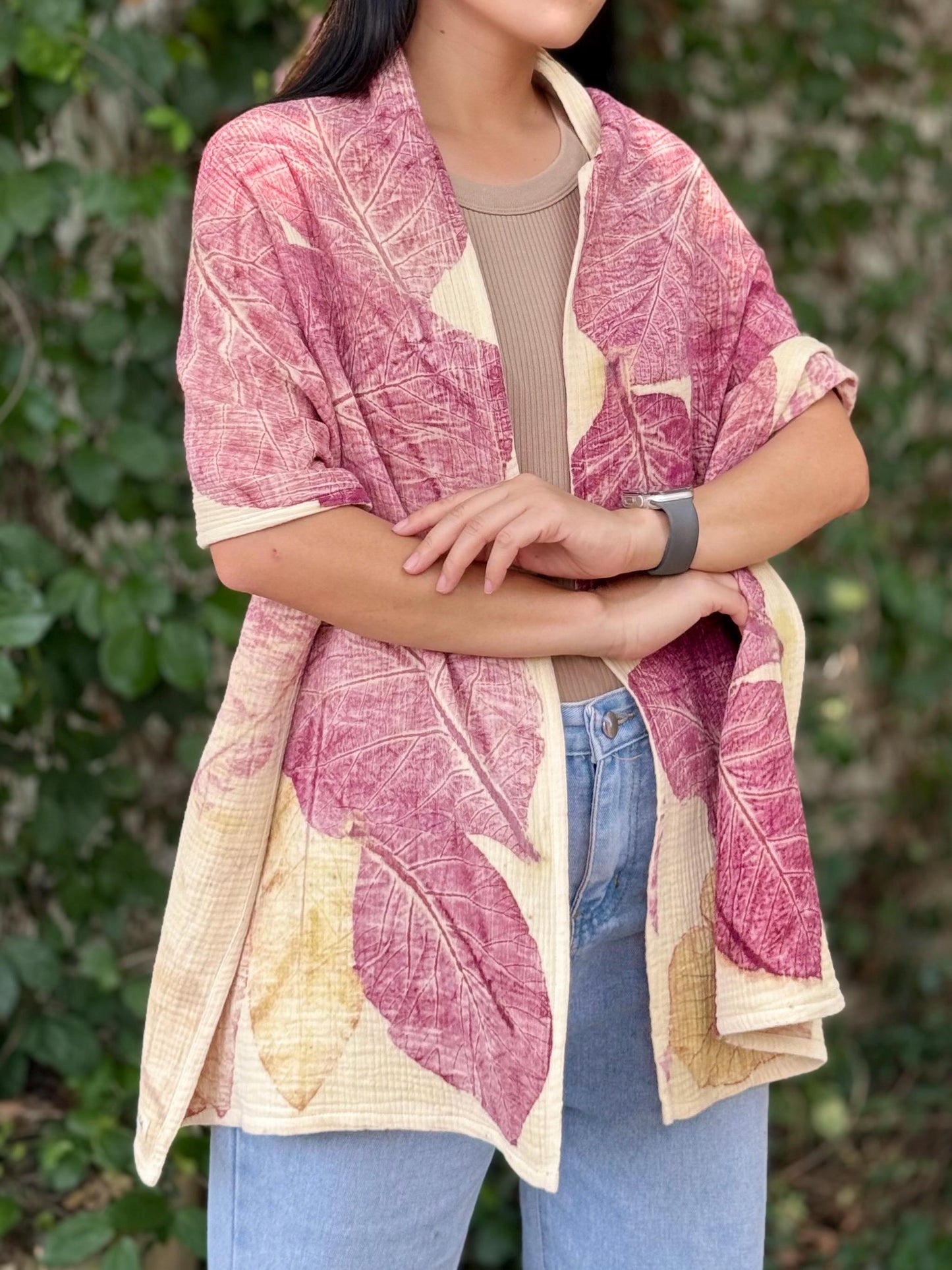 3-Layer Muslin Cotton Scarf | Eco-Printed Gauze Scarf | Gauze Scarf | Cotton Fiber Wrap | Lightweight Scarf | Soft Muslin Cotton Shawl