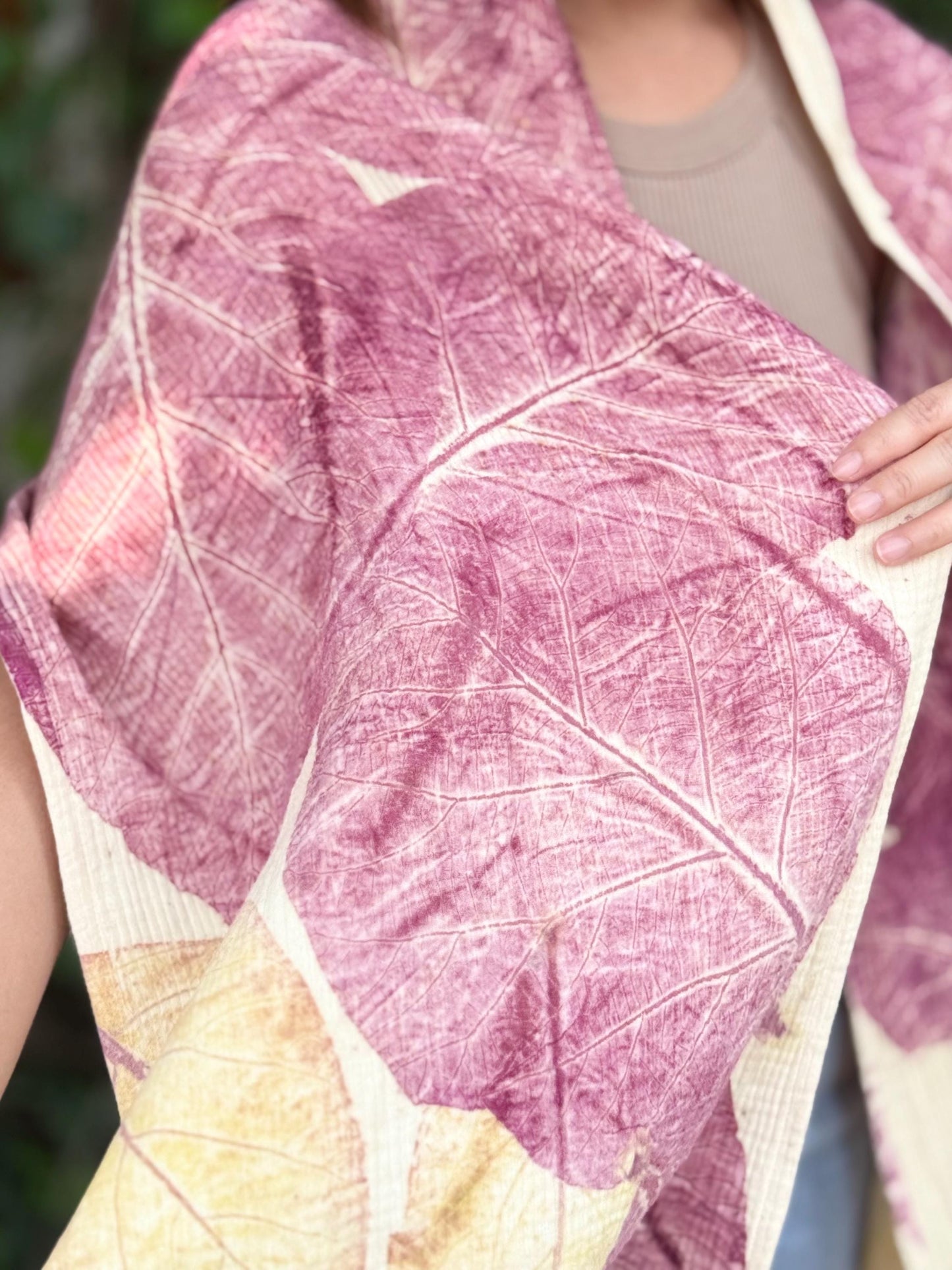 3-Layer Muslin Cotton Scarf | Eco-Printed Gauze Scarf | Gauze Scarf | Cotton Fiber Wrap | Lightweight Scarf | Soft Muslin Cotton Shawl