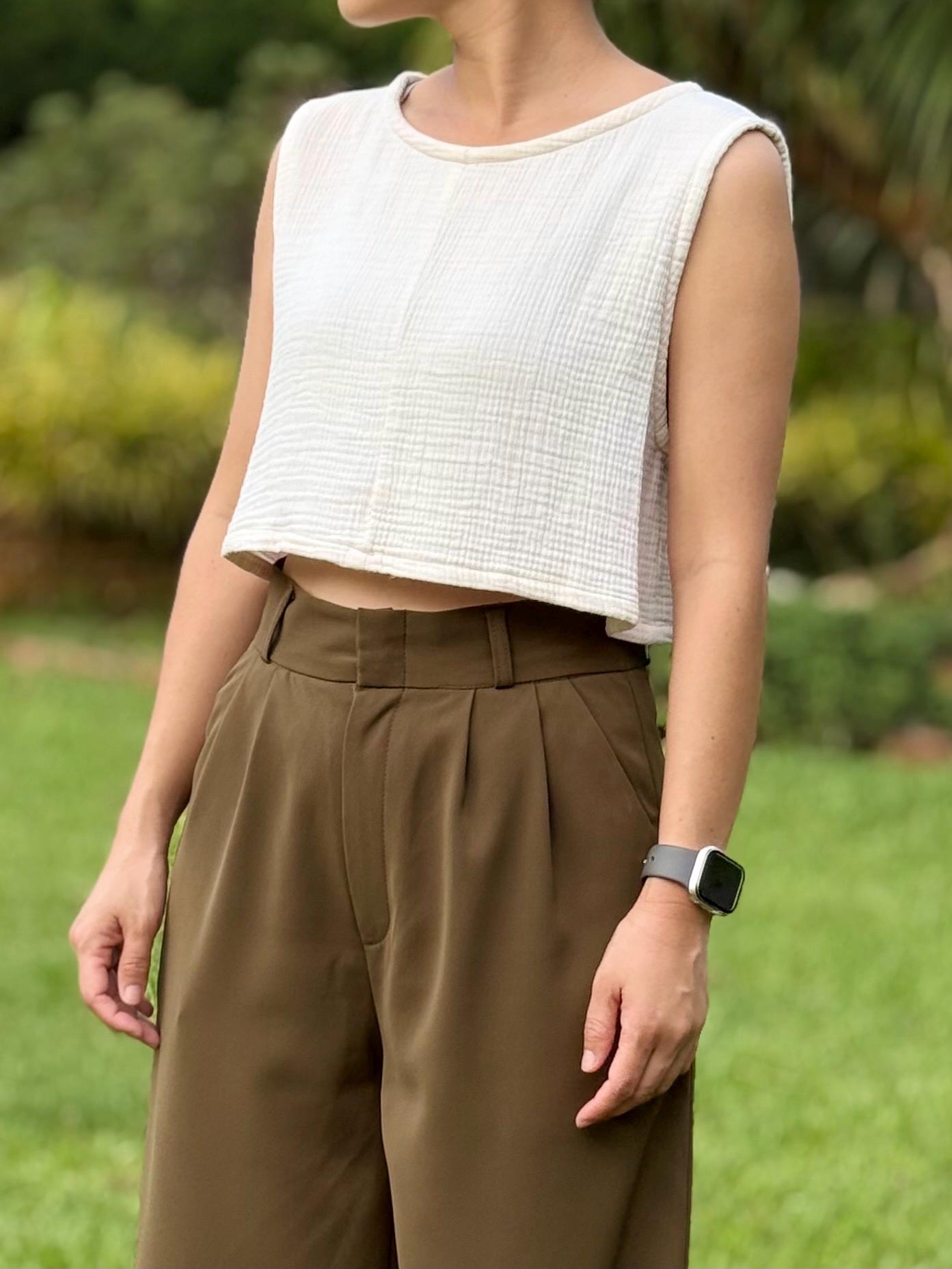 Triple-Layer Gauze Sleeveless Top