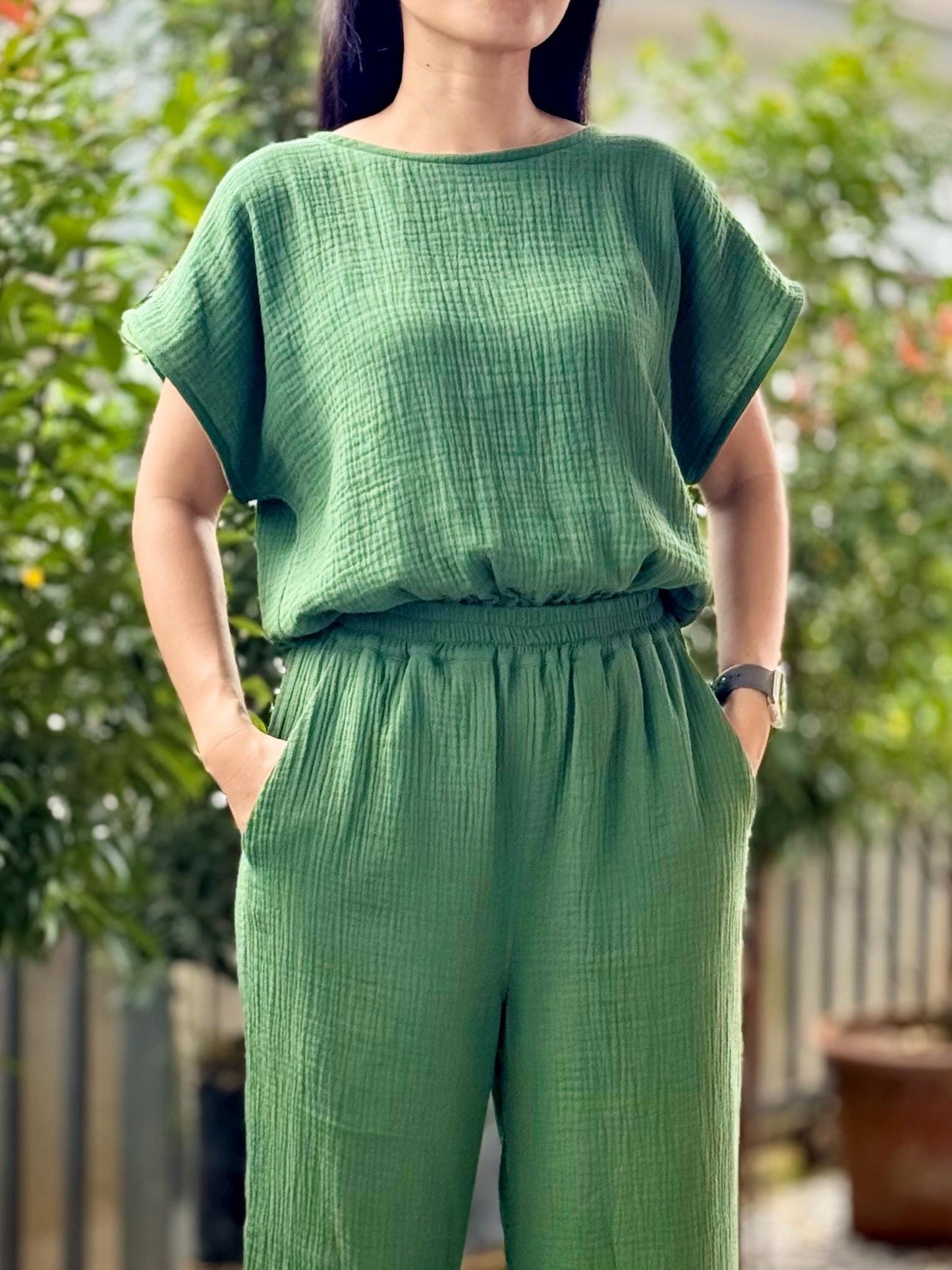 Jumpsuit in Double Cotton Gauze