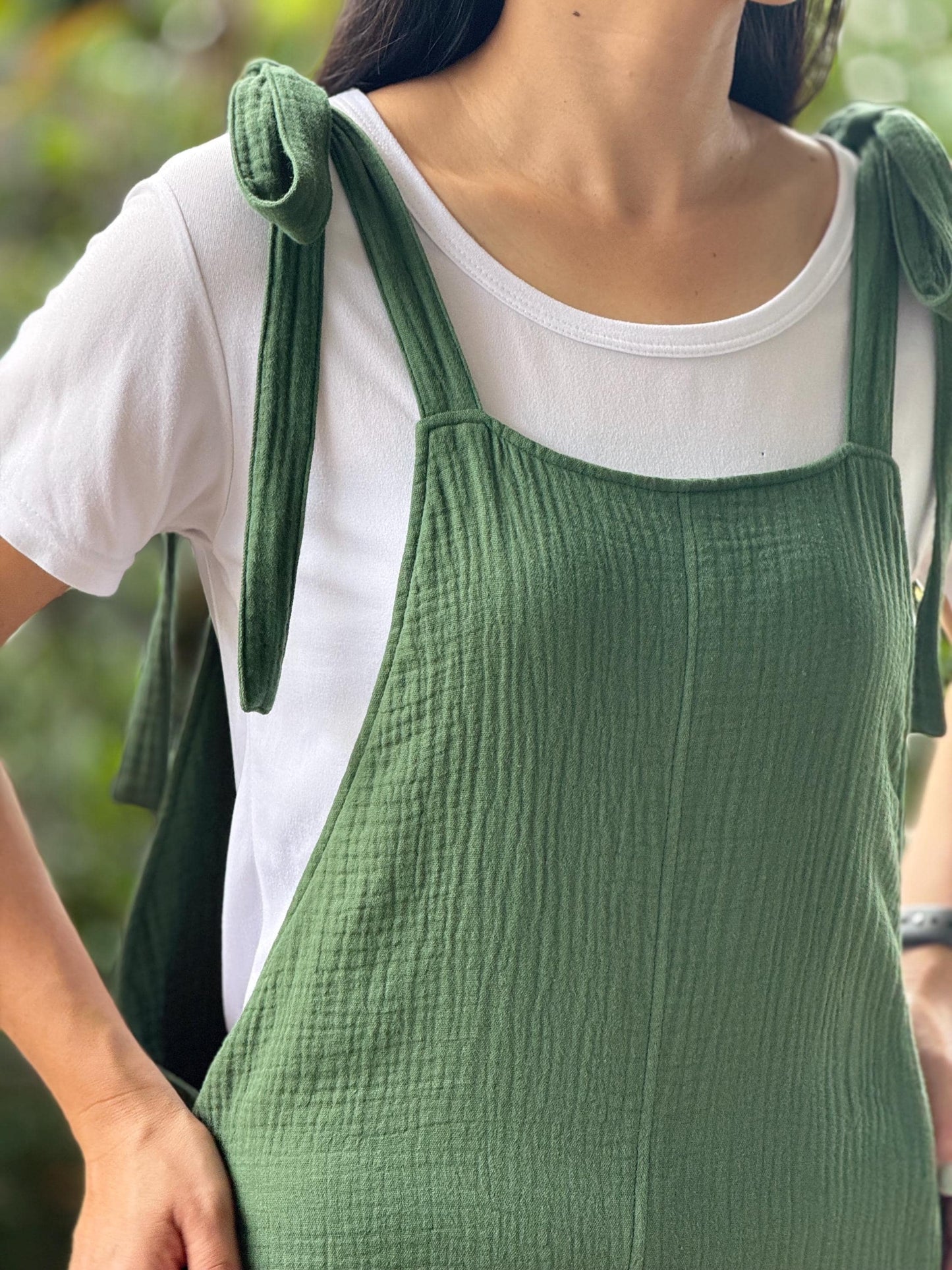 Gauze Short Overalls Women