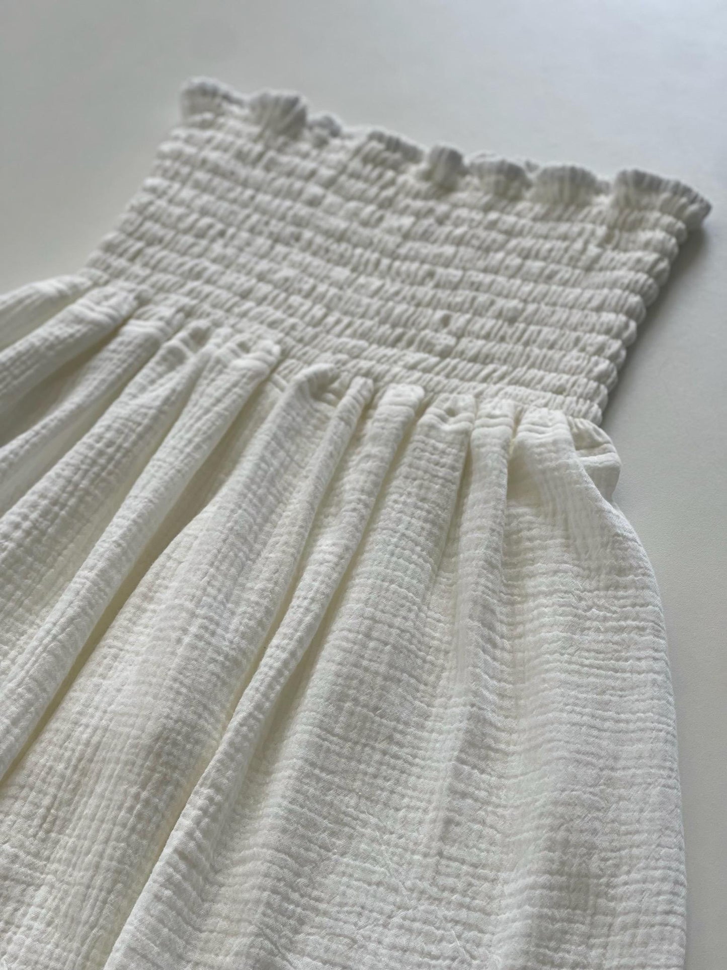 Double Gauze Muslin Smocked Waist Shorts