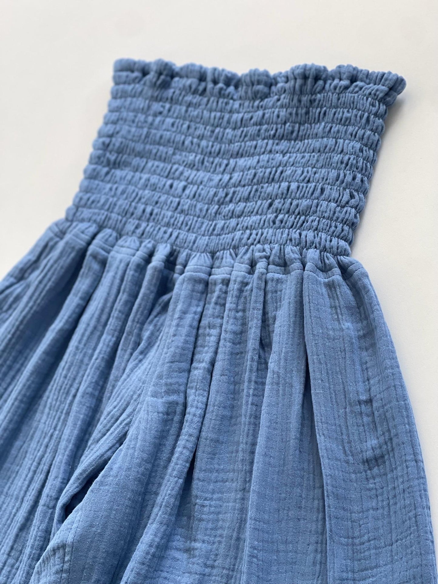 Double Gauze Muslin Smocked Waist Shorts