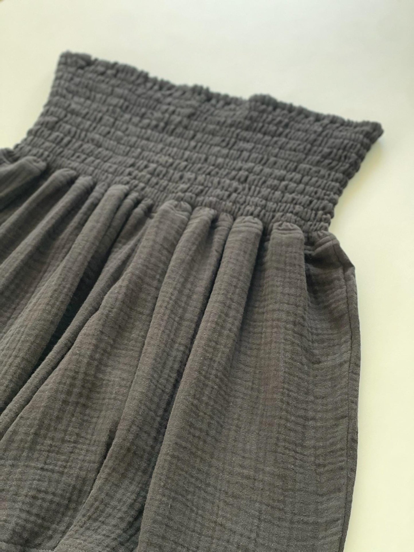 Double Gauze Muslin Smocked Waist Shorts
