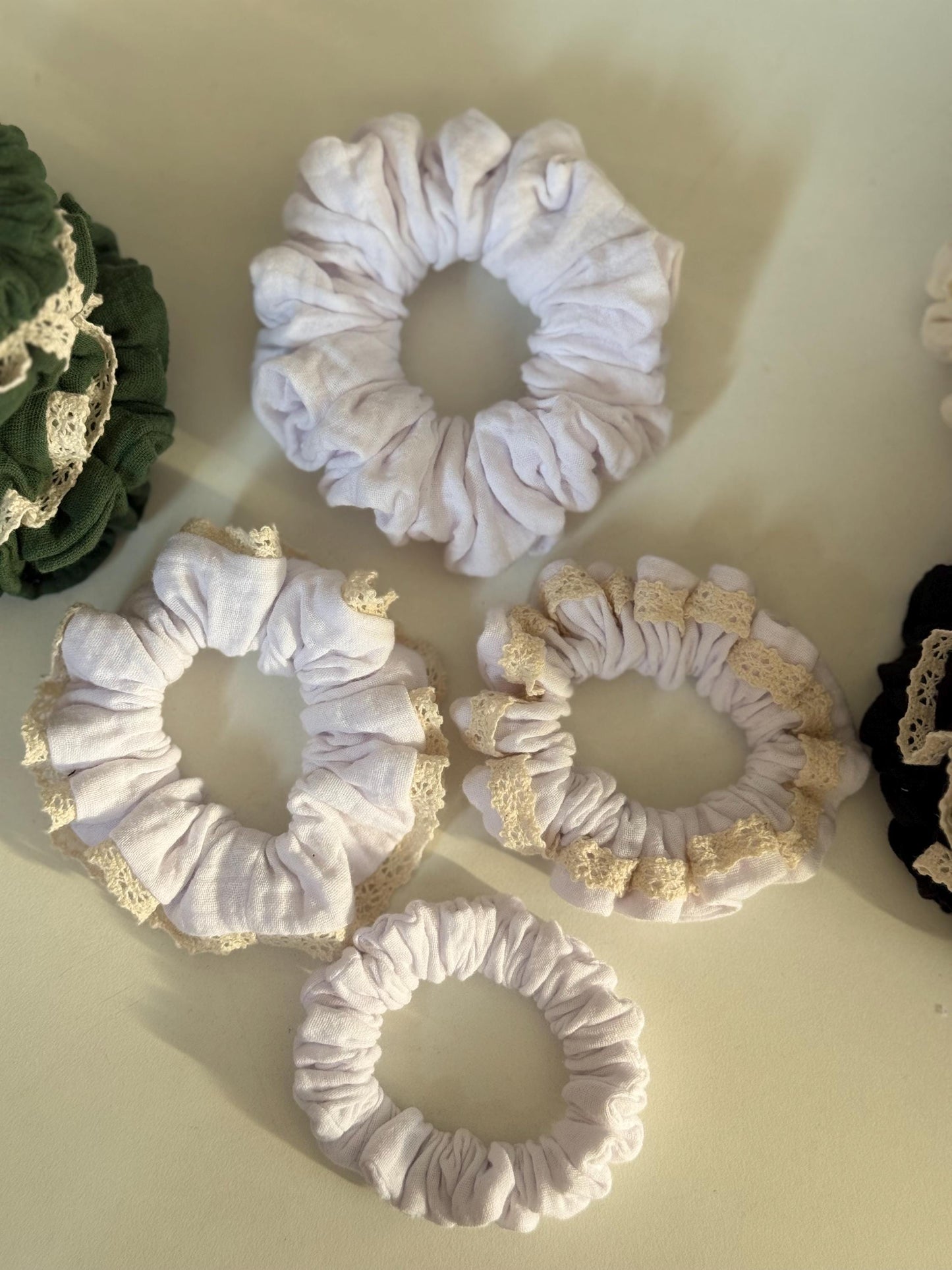 Set of 4 Double Gauze Hair Scrunchies in 4 Different Sizes