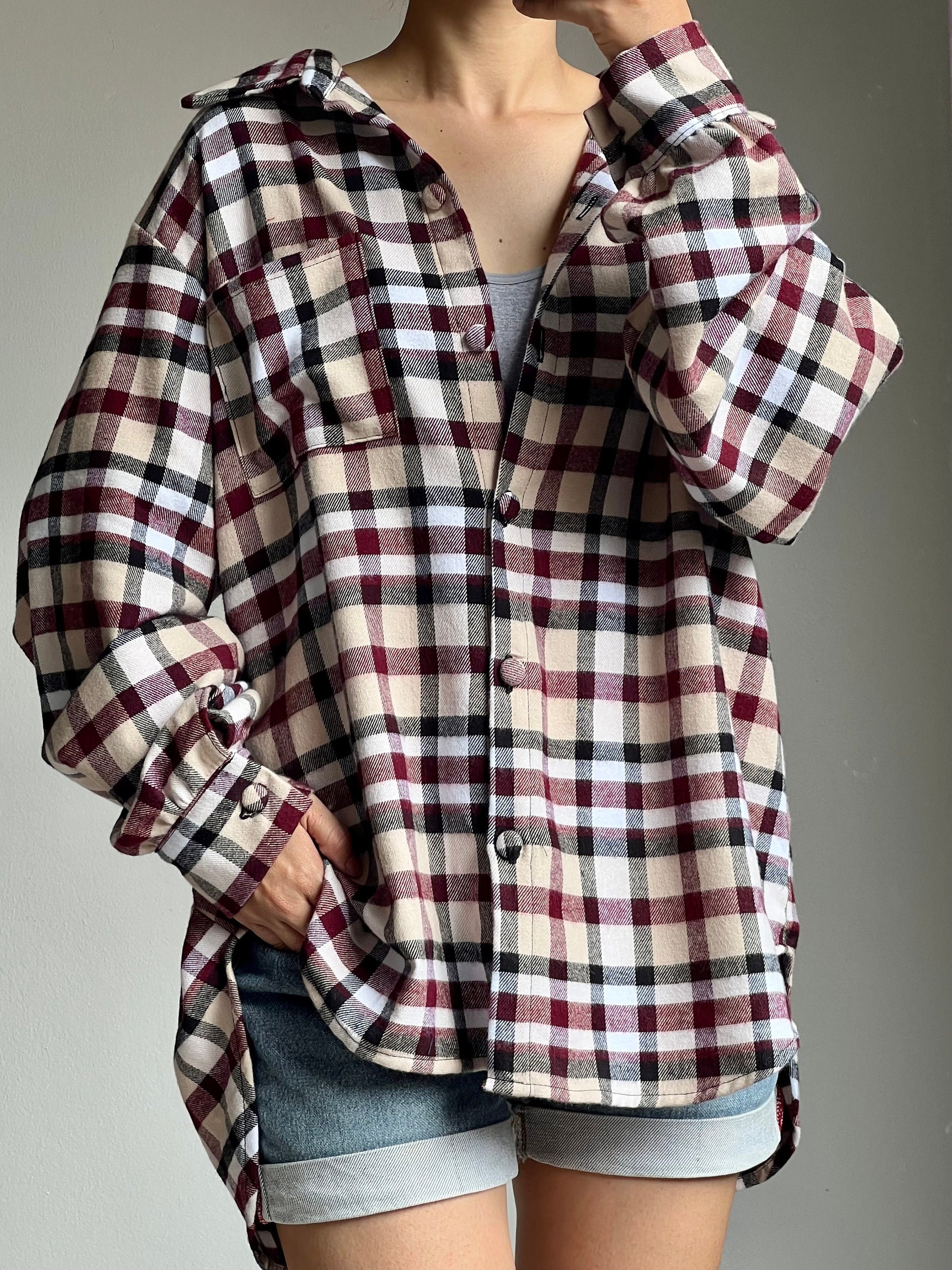 Plaid Women's Top | Loose Fit Shirt | Flannel | Cotton