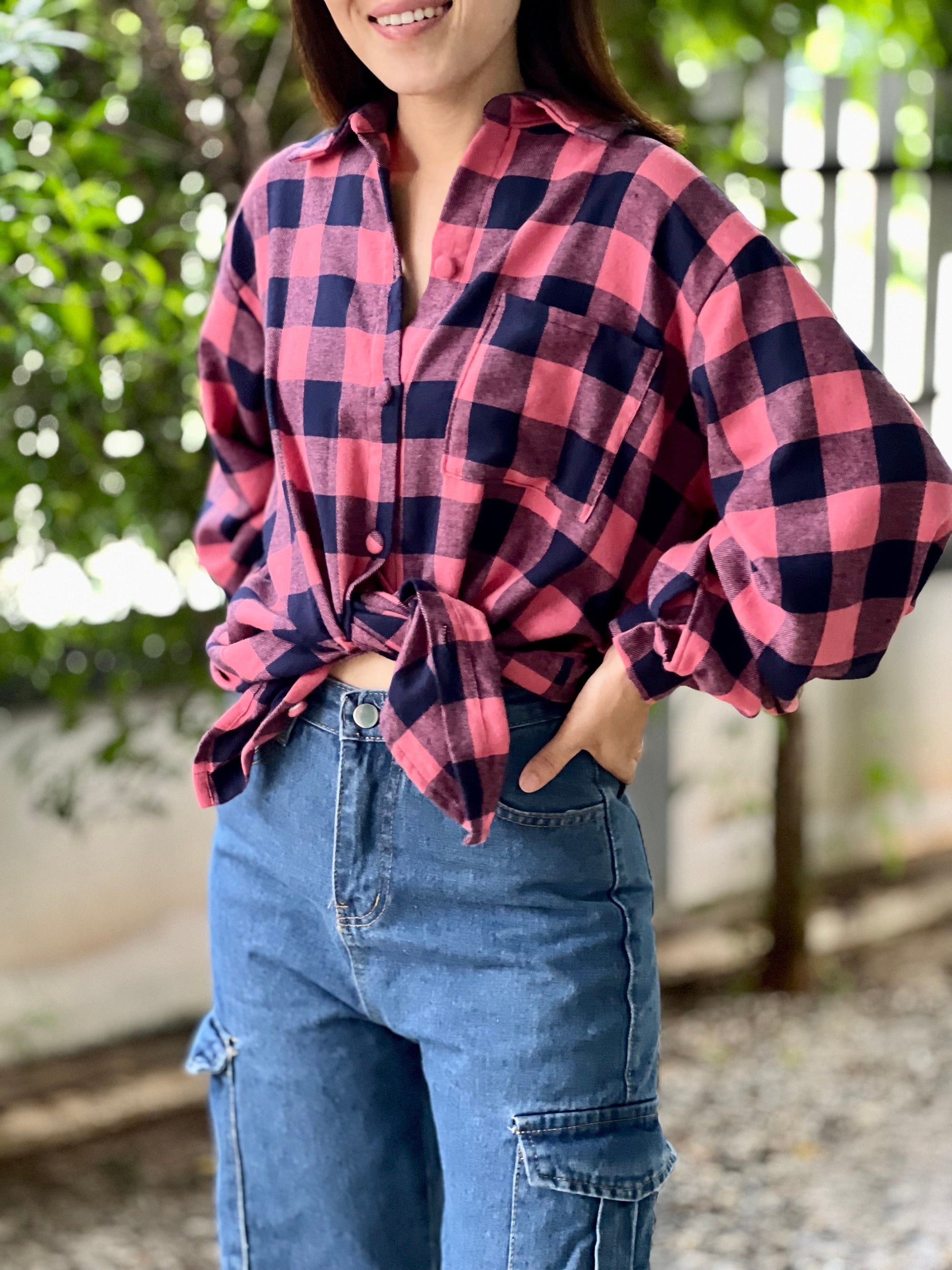 Plaid Women's Top | Loose Fit Shirt | Flannel | Cotton