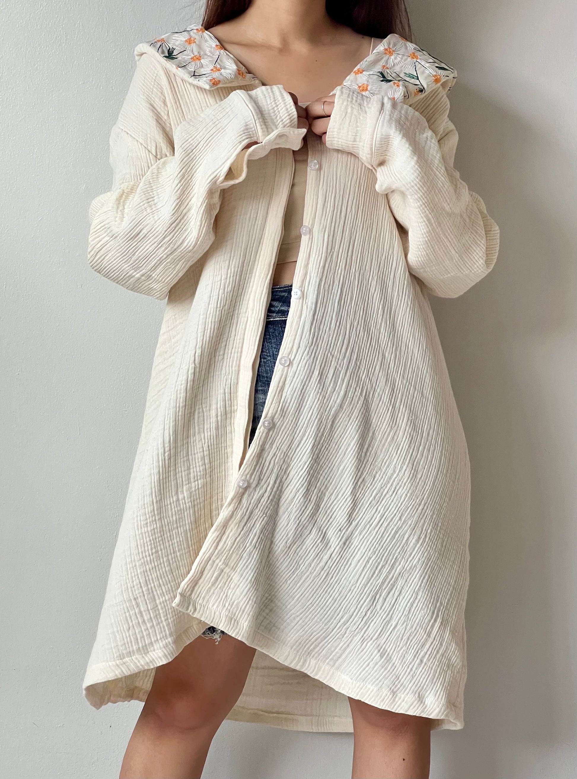 Muslin Triple Gauze Jacket / Dress / Cover Up Shirt Suchada Designs Muslin Triple Gauze Jacket / Dress / Cover Up Shirt Suchada Designs