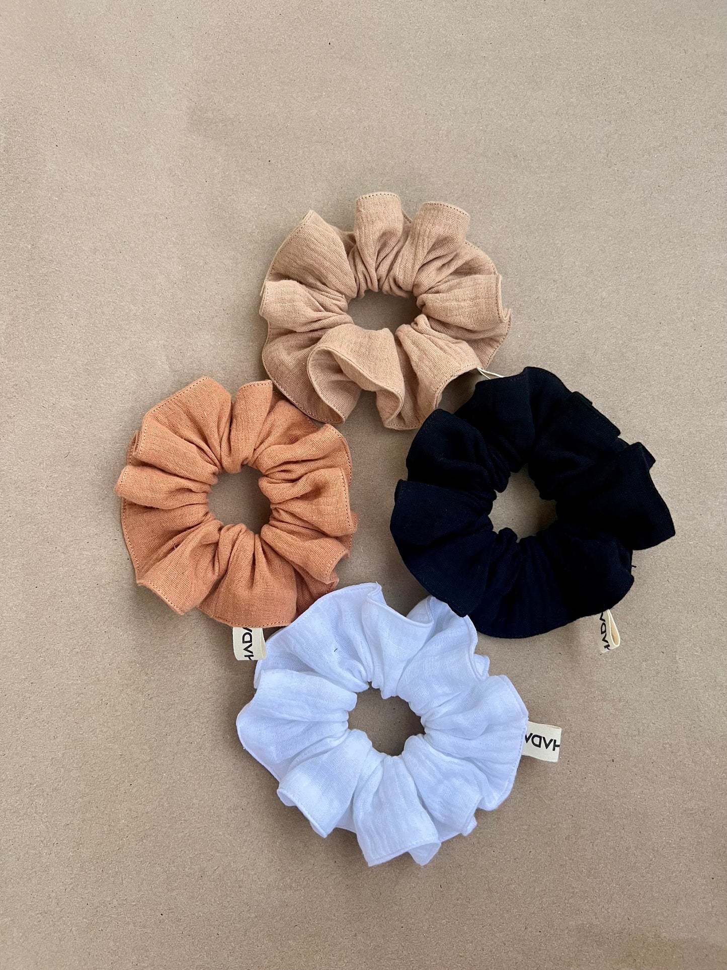 Set of 4 - Double Gauze Scrunchie/Spring Summer accessories /Muslin Scrunchie