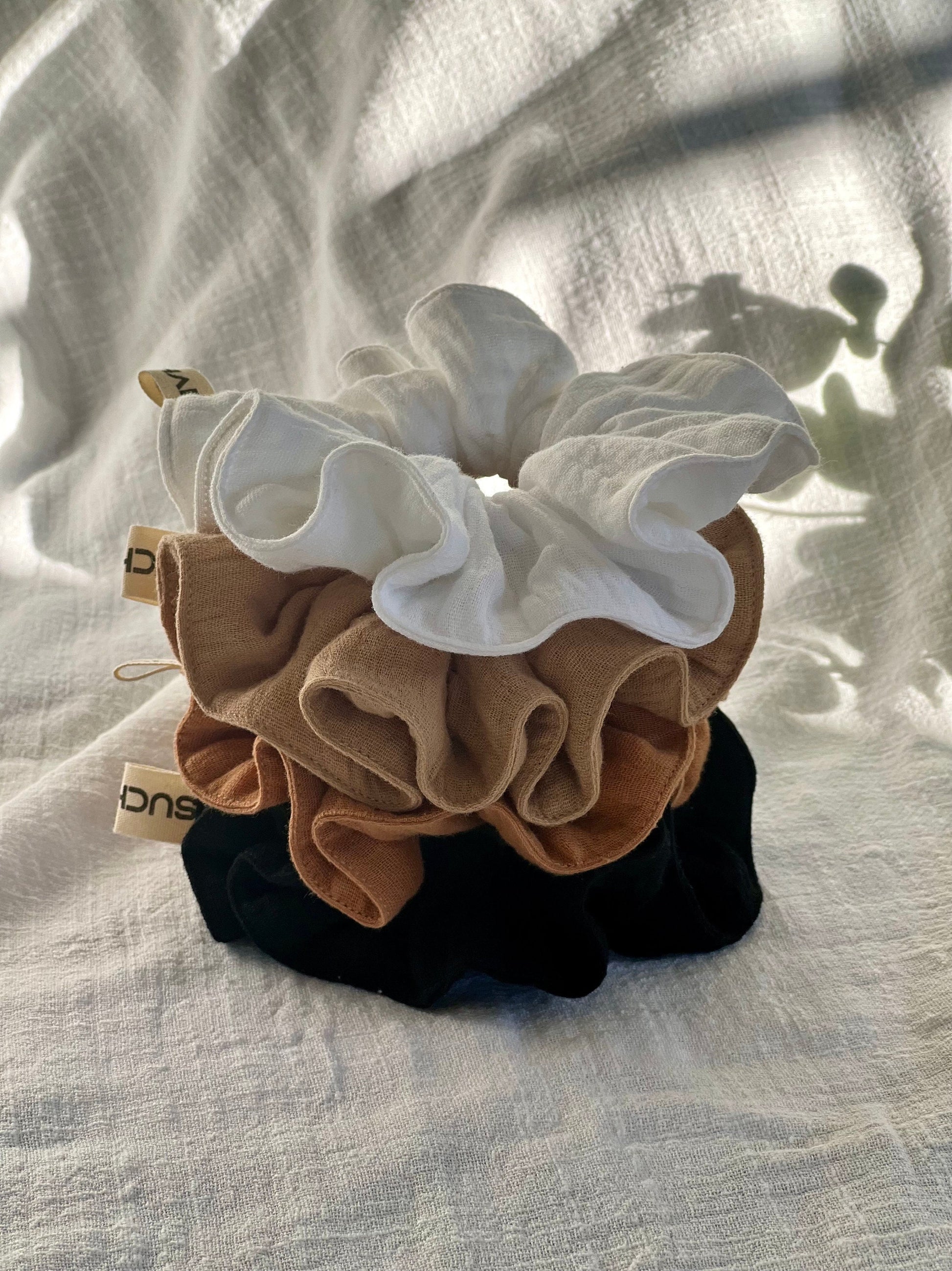 Set of 4 - Double Gauze Scrunchie/Spring Summer accessories /Muslin Scrunchie