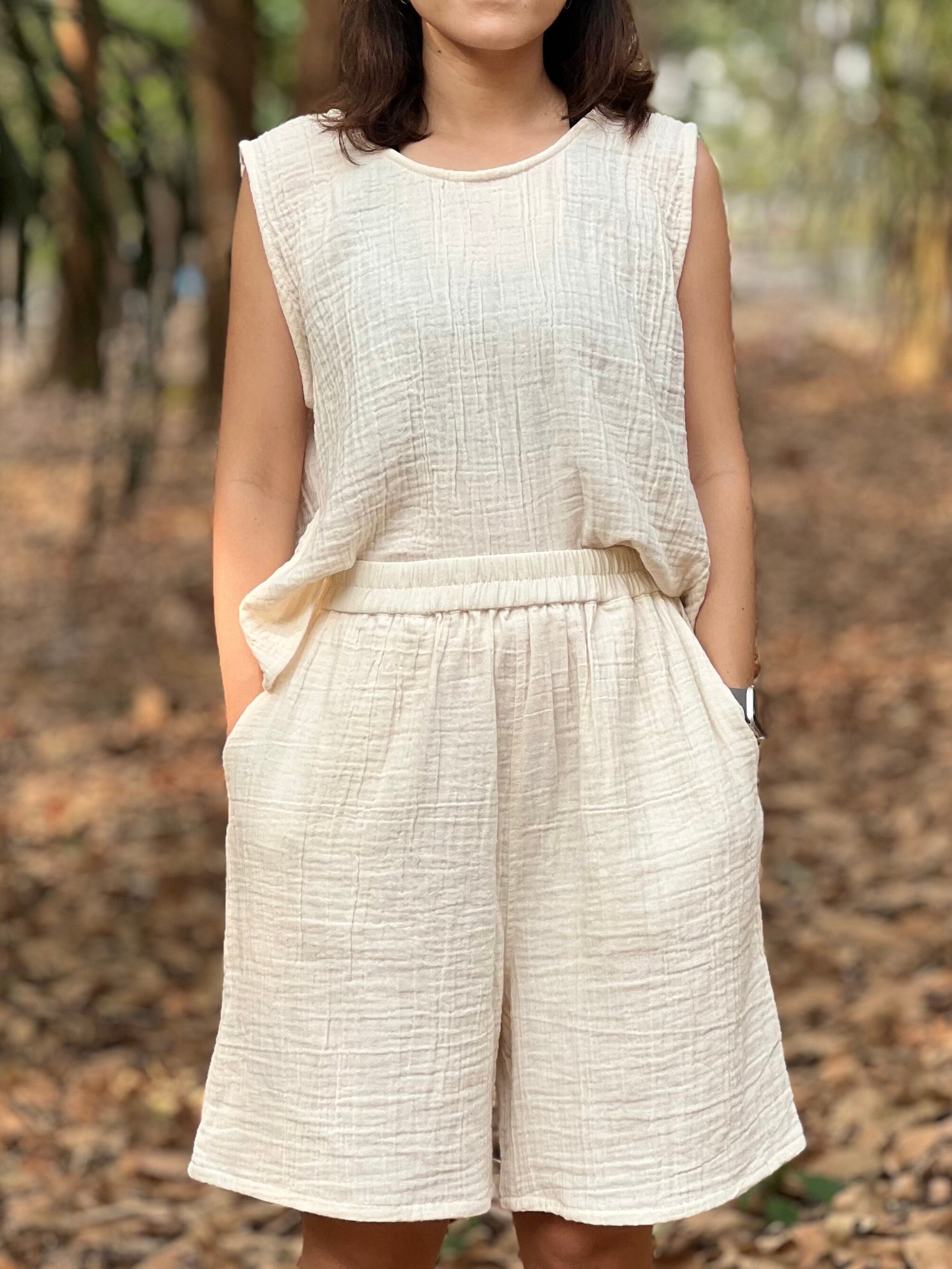 Womens Double Gauze Muslin Shorts - Loungeware
