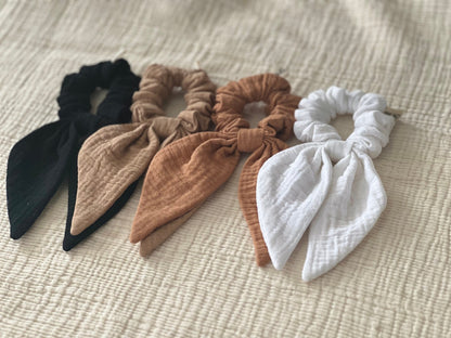 Set of 4 - Double Gauze Scrunchie/Spring Summer accessories /Muslin Scrunchie