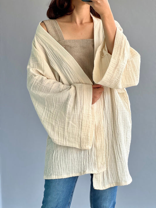 Muslin Double Gauze Kimono Loose Cover Up