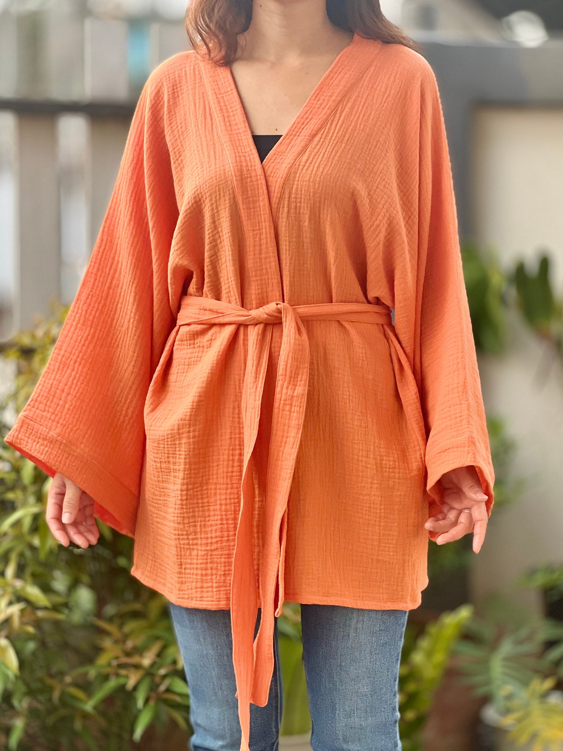 Muslin Double Gauze Kimono Loose Cover Up