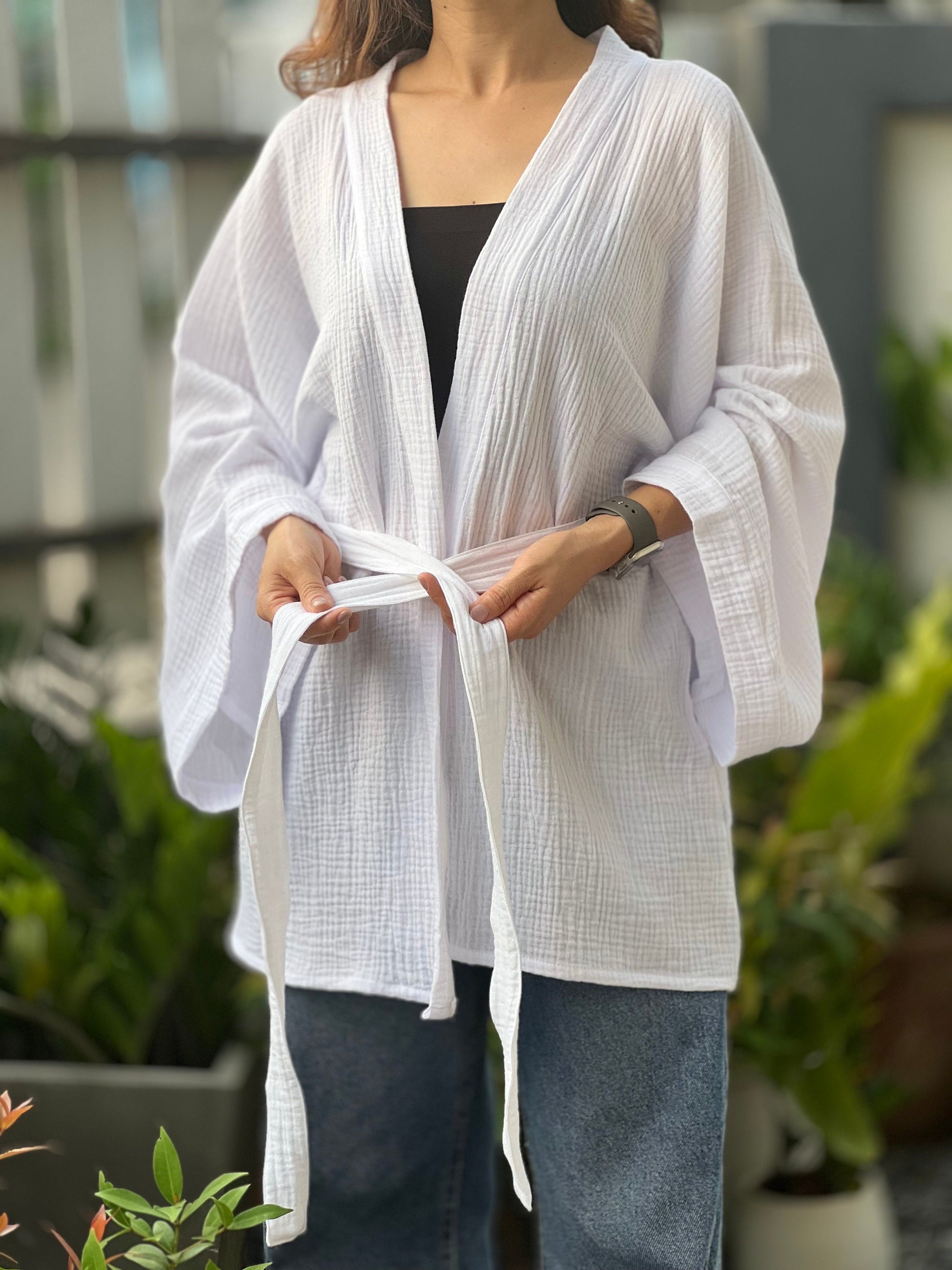 Muslin Double Gauze Kimono Loose Cover Up