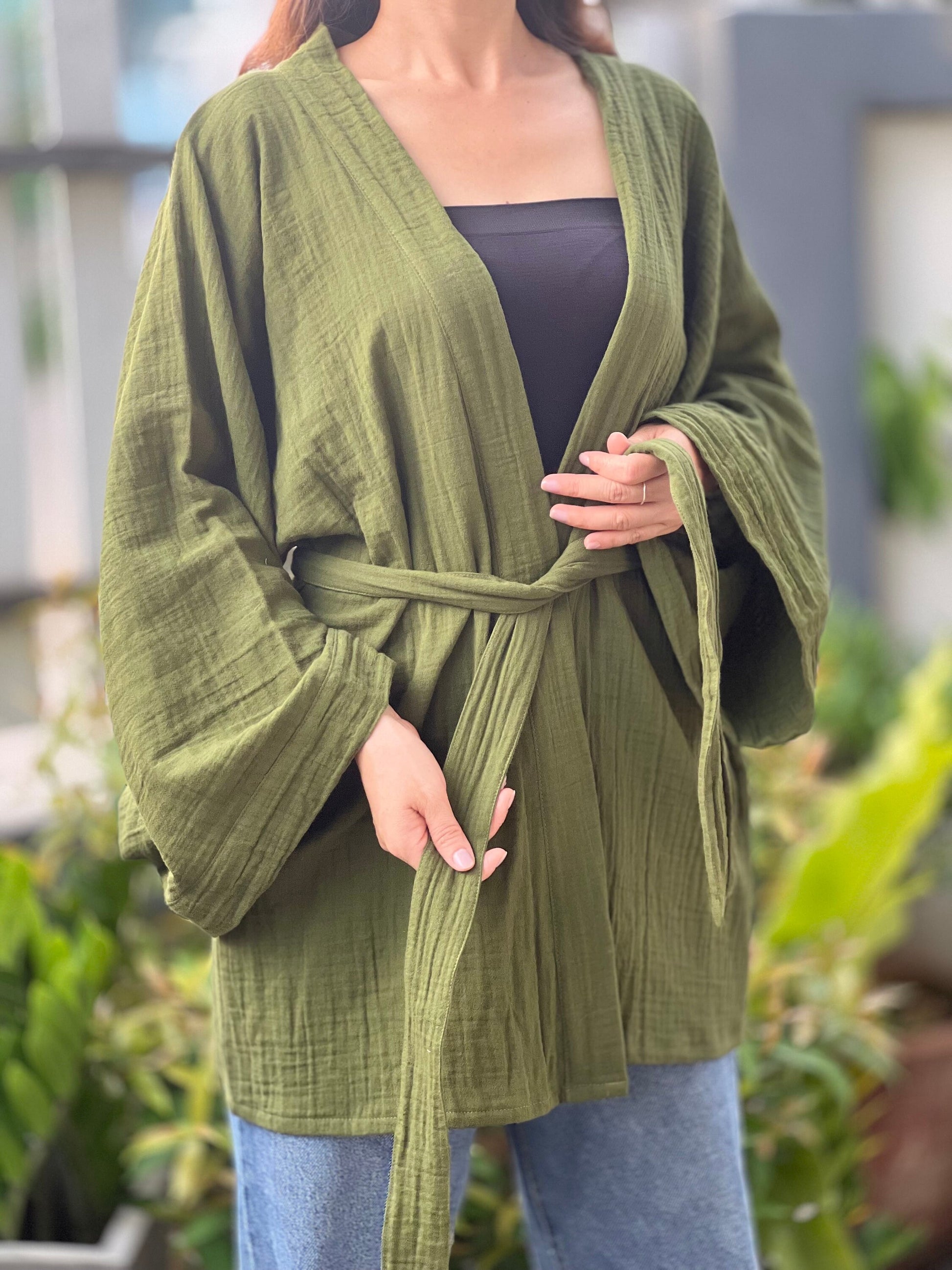 Muslin Double Gauze Kimono Loose Cover Up