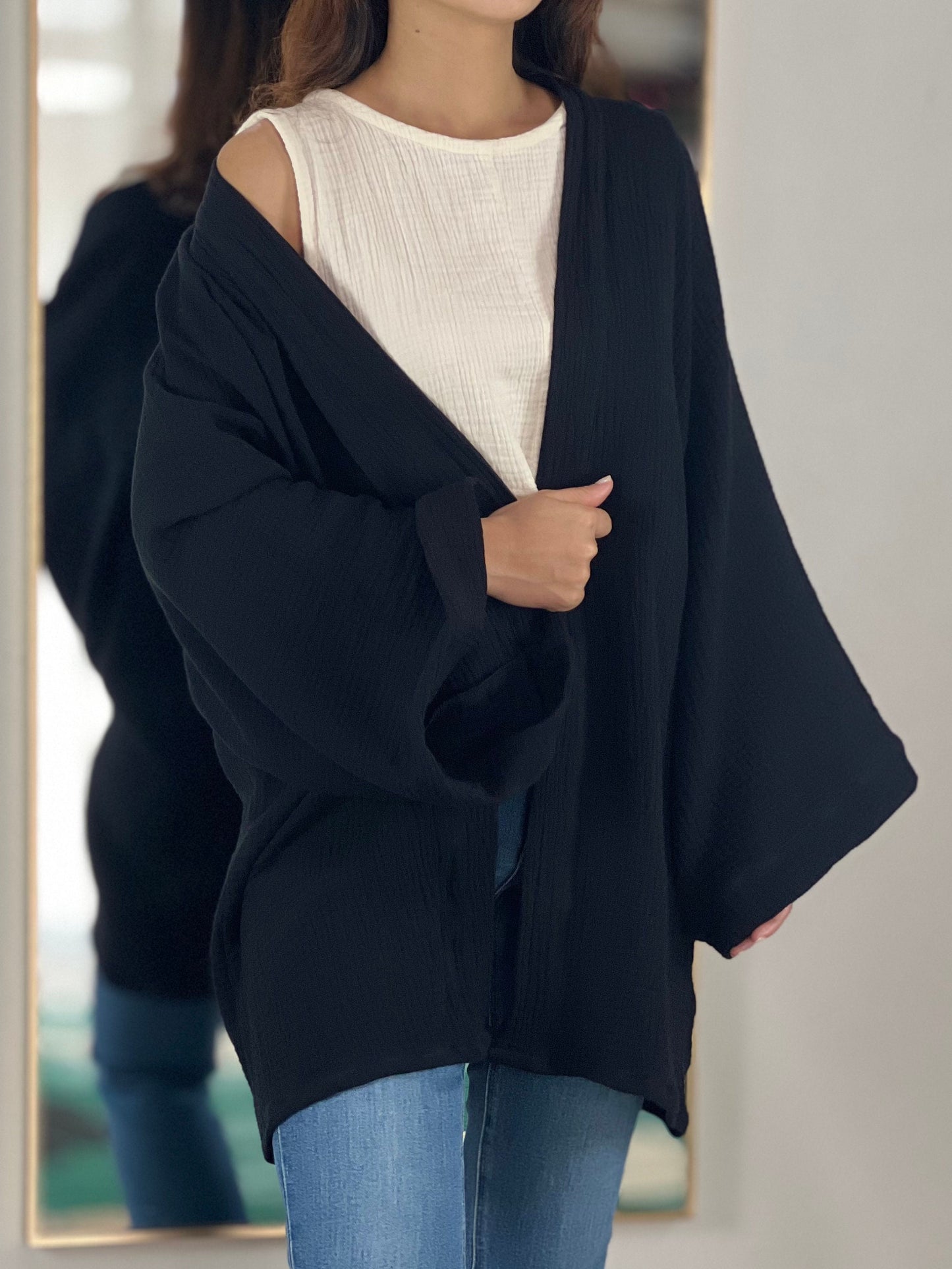 Muslin Double Gauze Kimono Loose Cover Up