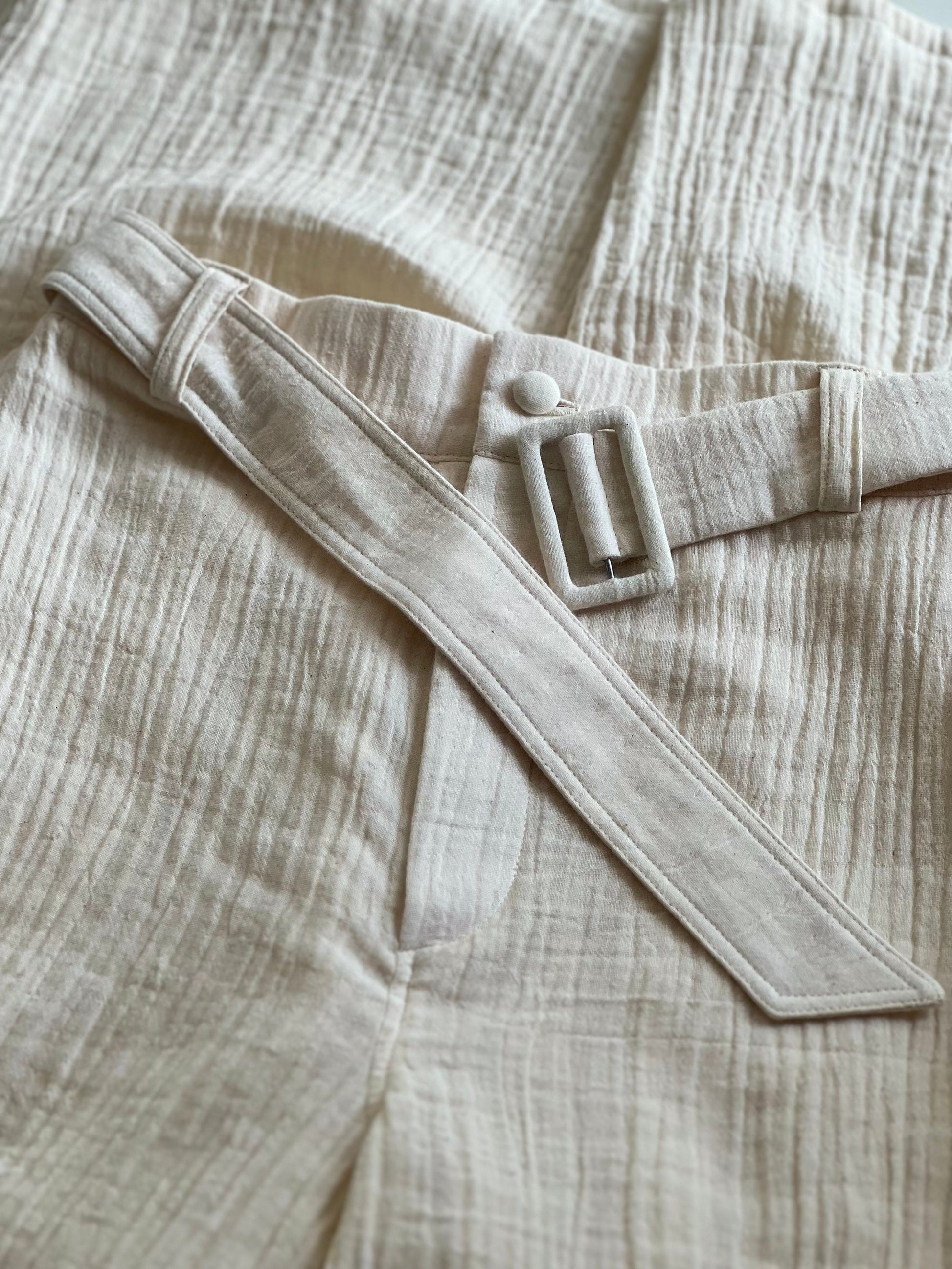Gauze Muslin Pants | Cotton Pants | Womens Pants with Belt | Wide Leg Pants | Luxury Boho Pants | Muslin Maxi Pants | Loose Gauze Trousers