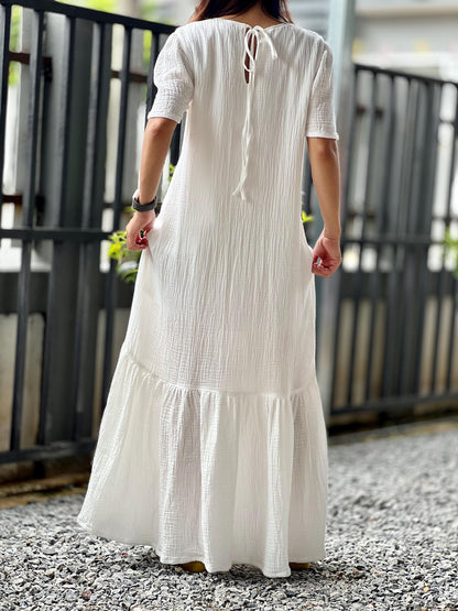 Muslin Double Gauze Dress | Cotton Cottagecore Long Dress