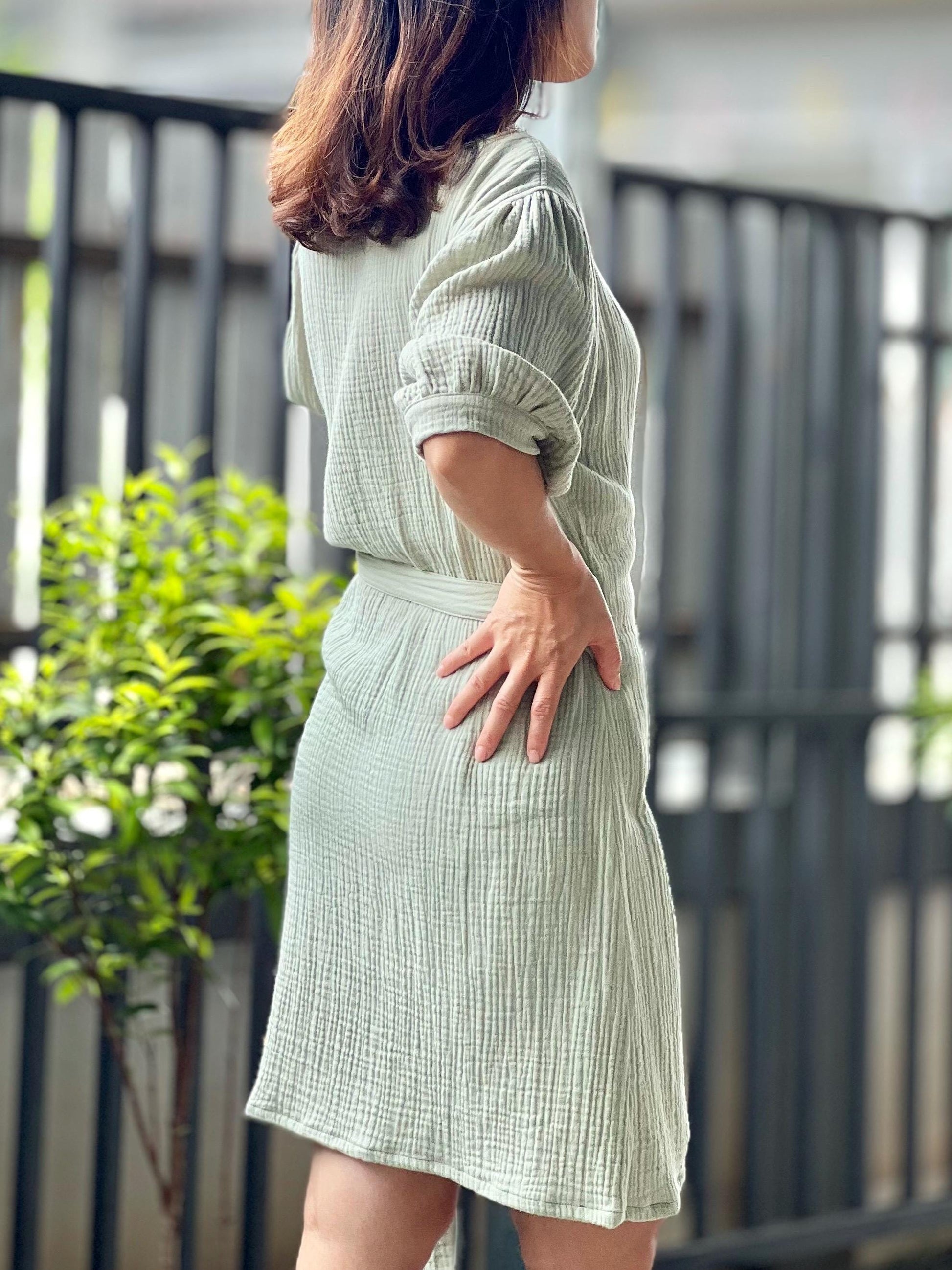 Muslin Double Gauze Dress | Cotton Cottagecore Short Dress