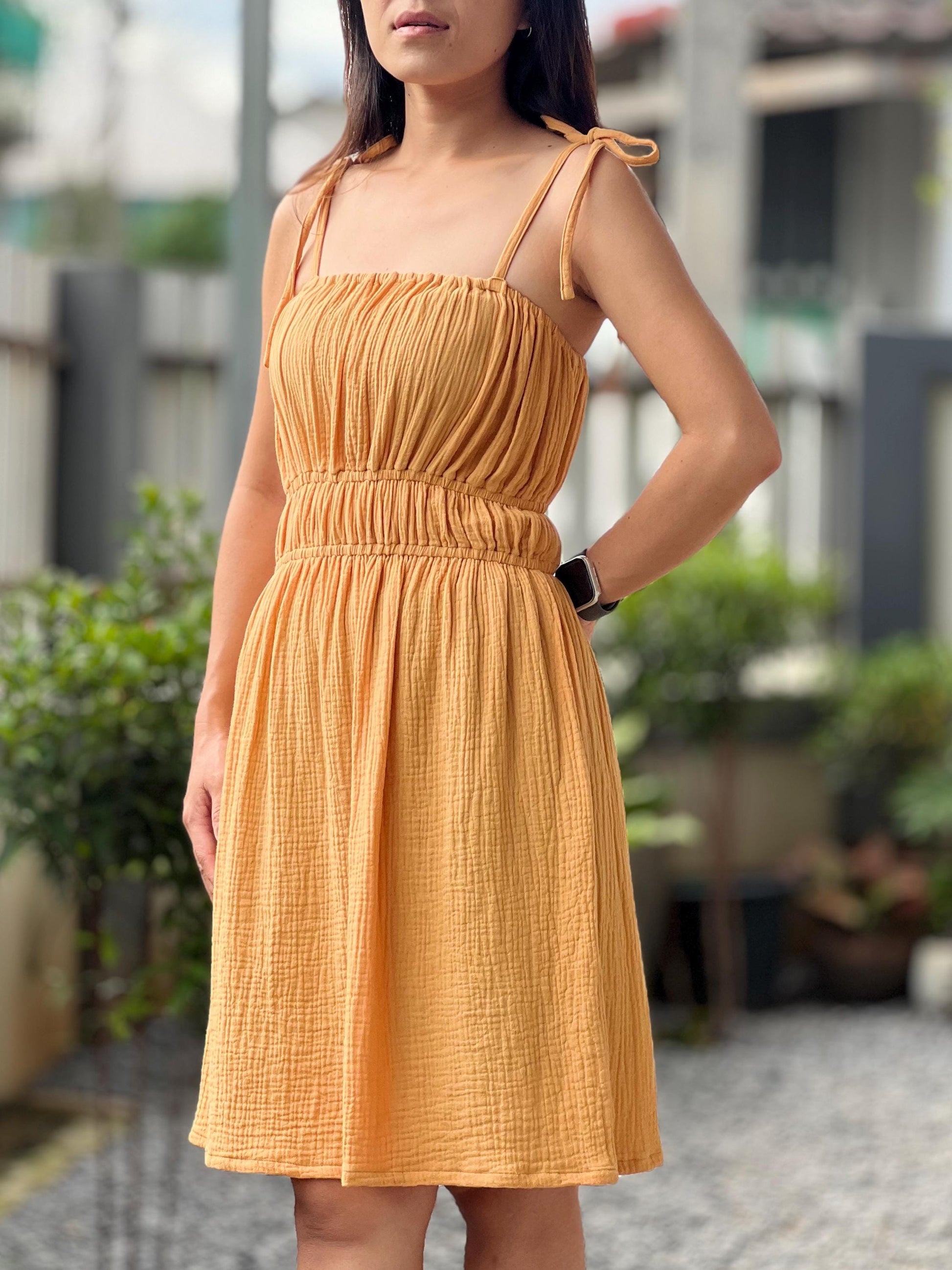 Muslin Double Gauze Dress | Cotton Cottagecore Short Dress