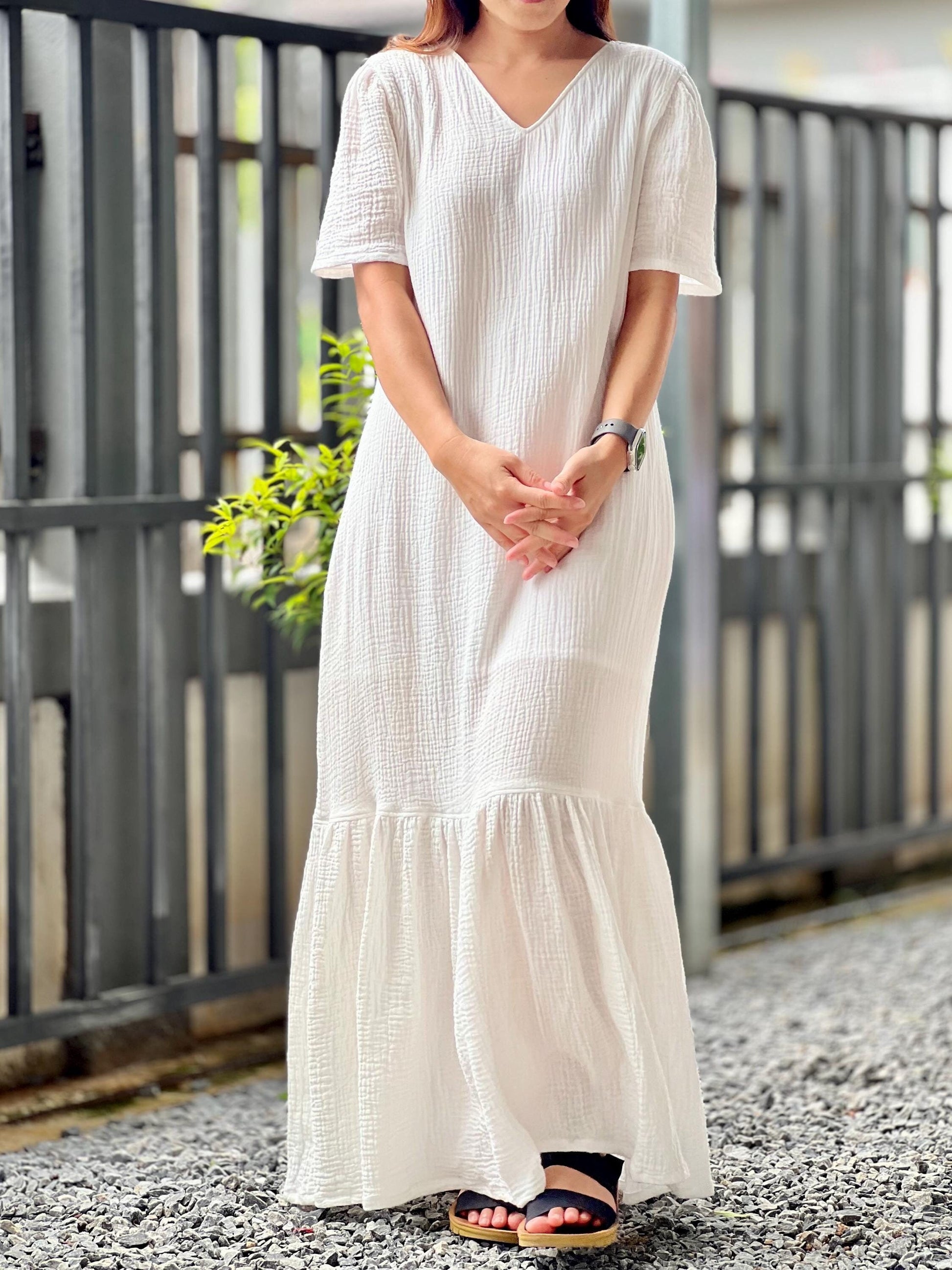 Muslin Double Gauze Dress | Cotton Cottagecore Long Dress