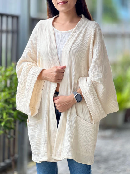 Triple Gauze Kimono | Muslin Kimono Jacket | Beach Cover Up | Morning Bathrobe | Muslin Coat | Cotton Wrap Robe | Bridesmaid Gift