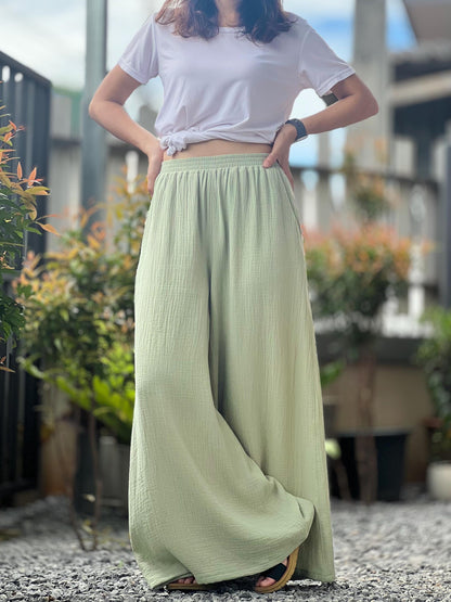 Gauze Muslin Pants |Cotton Pants |Wide Leg Pants | Muslin Maxi Pants | Loose Gauze Trousers Womens Double | Gauze Muslin Pants - Loungeware