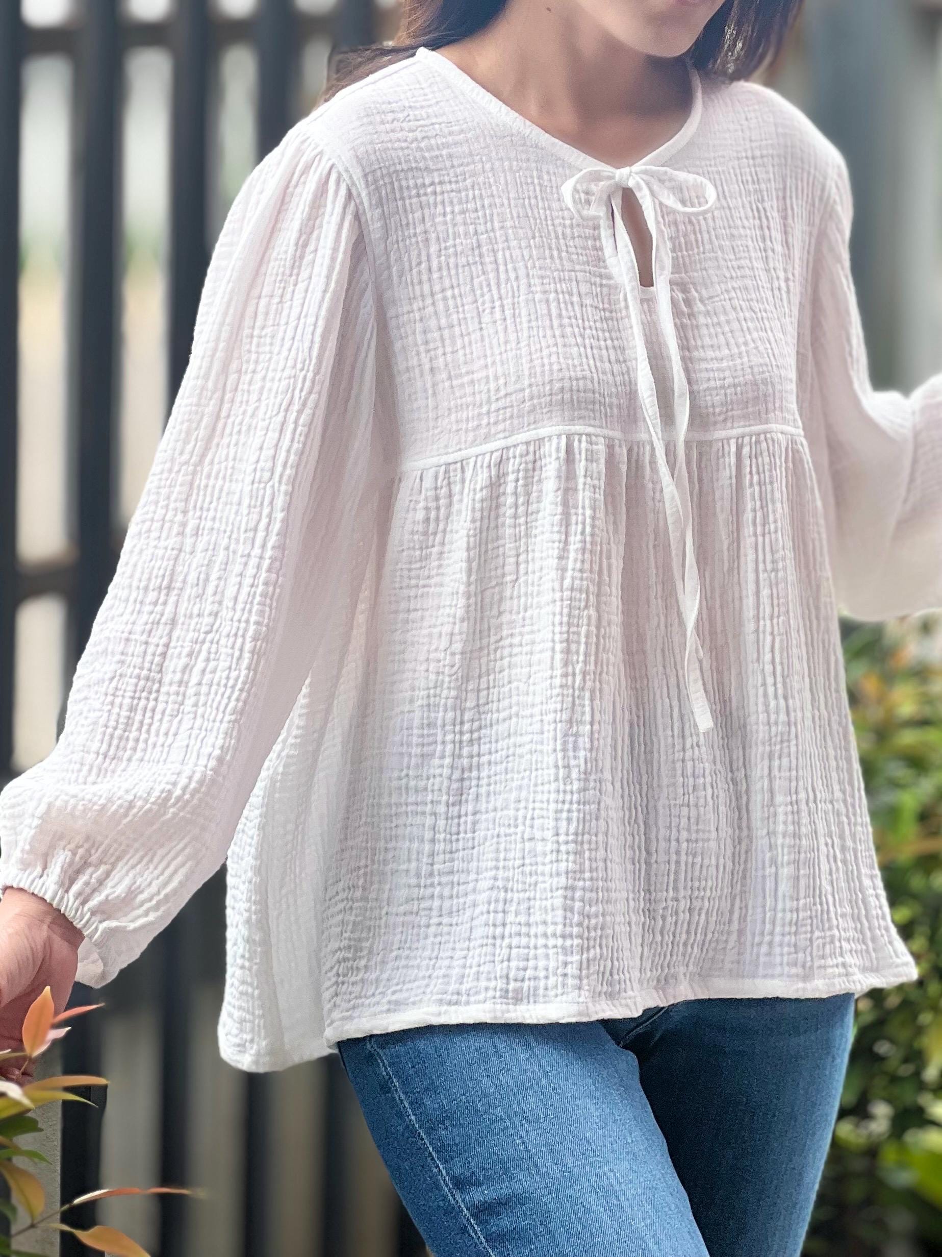 Loose Organic Blouse | Muslin Double Gauze Blouse | Bohemian blouse | Cotton muslin top| Natural Clothing